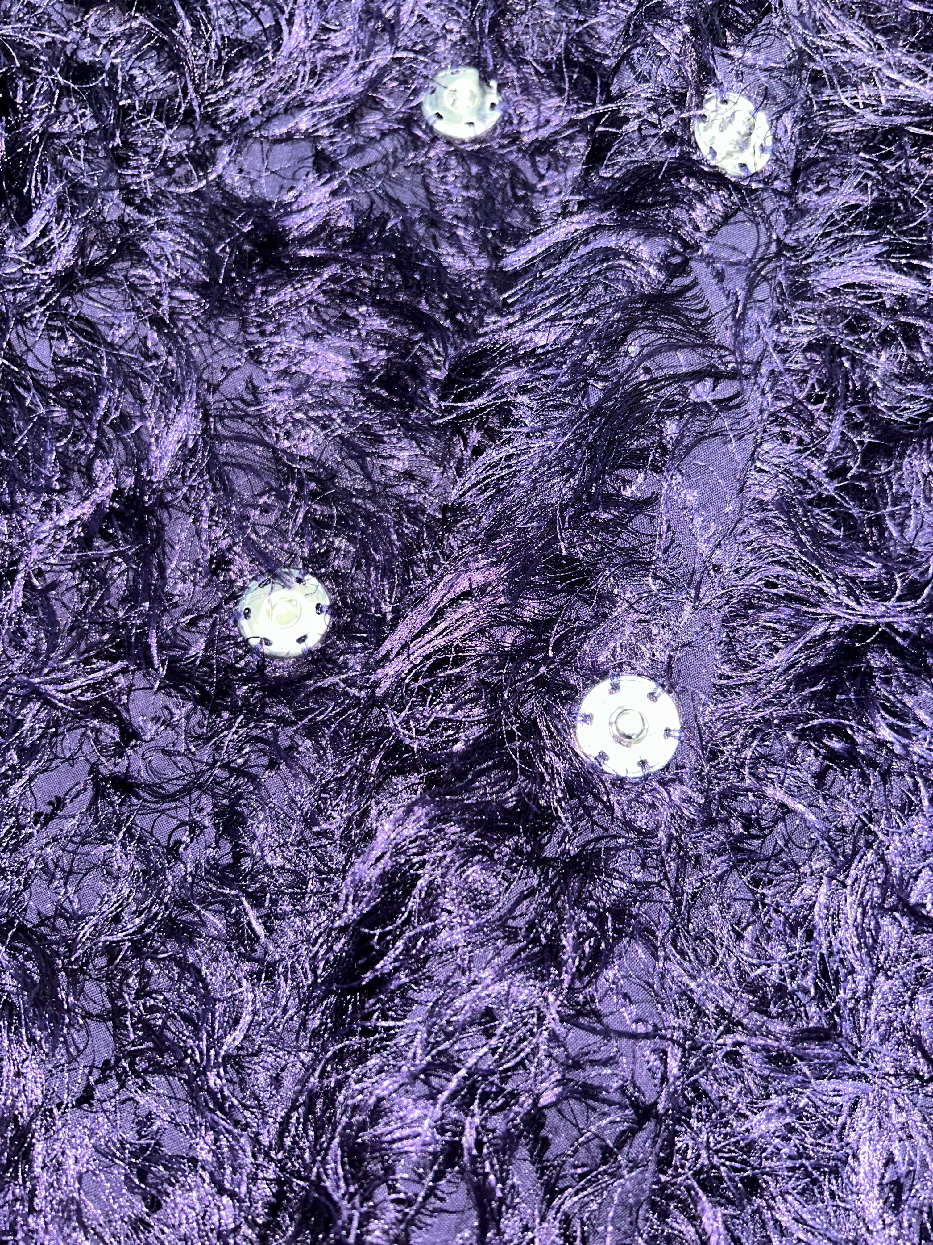 Needles Argyle Fringe Snap Cardigan Purple 착용 스타일 - 4