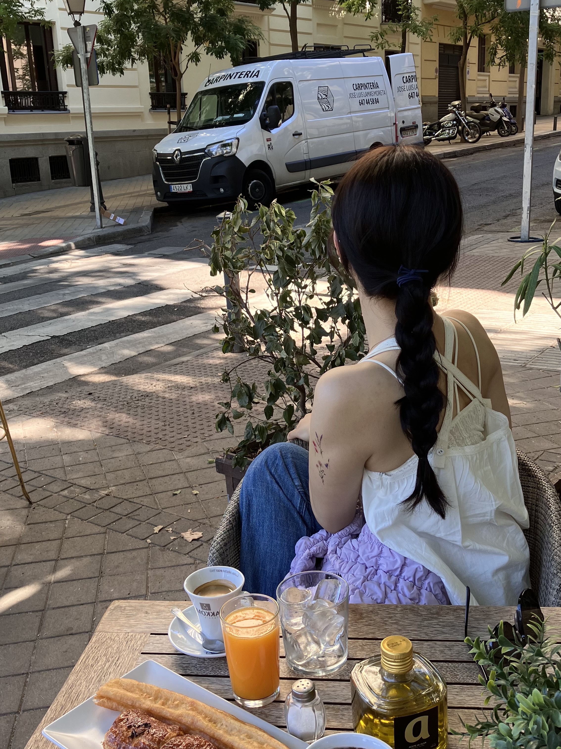 COS Quilted Mini Bag Purple 착용 스타일