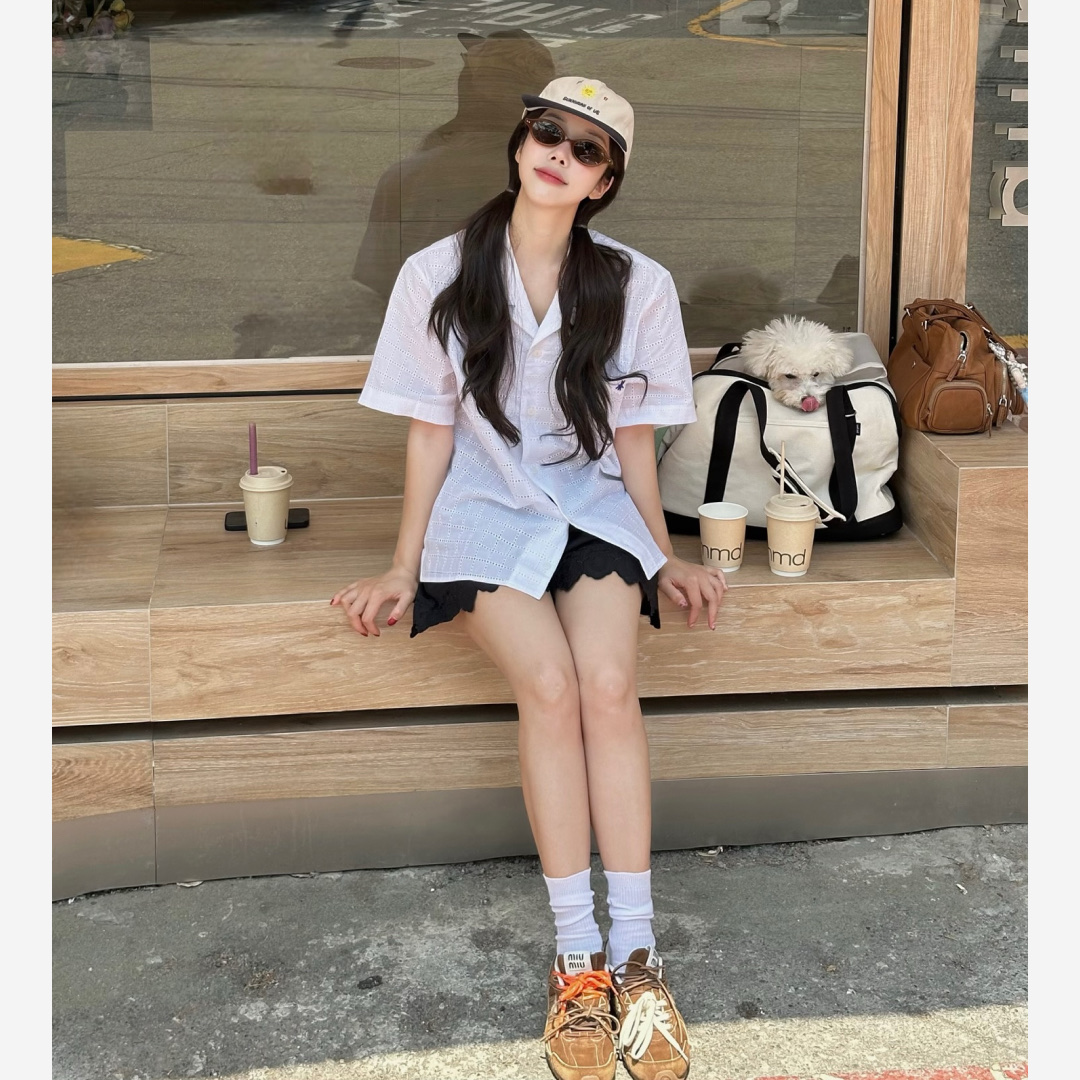 (W) New Balance x Miu Miu 530 Suede Mesh Sneakers Ecru 착용 스타일 - 2