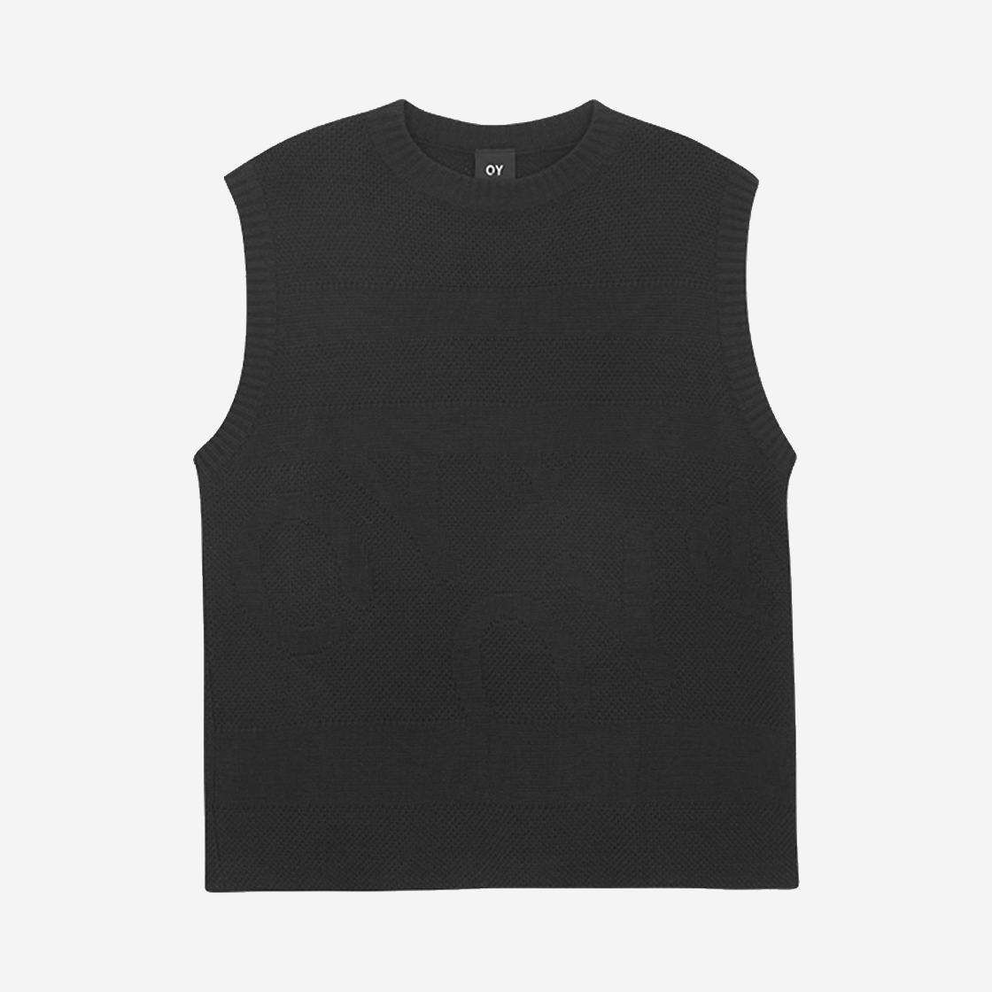 OY Stripe Logo Knit Vest Black 상세 이미지 1