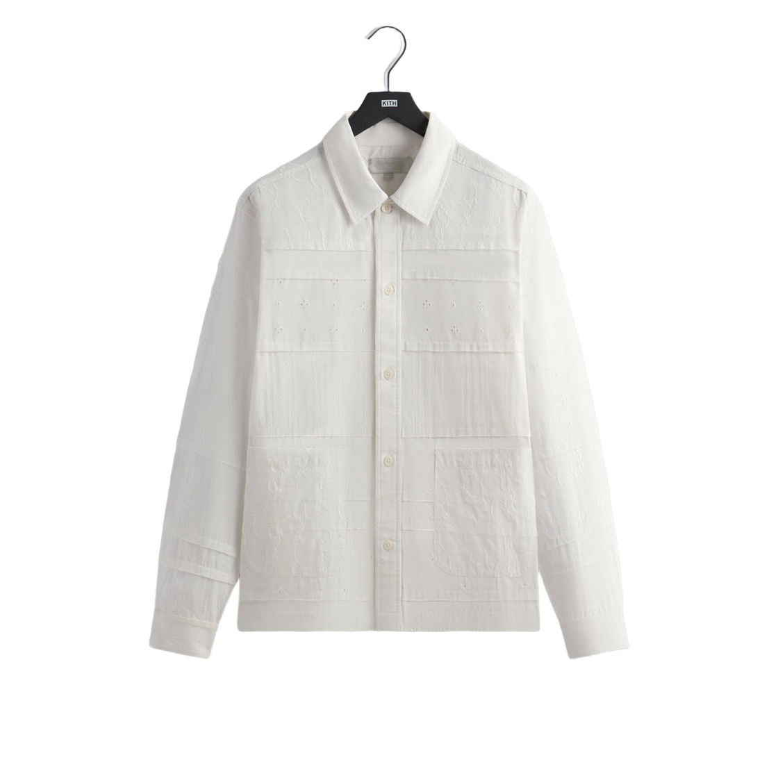 Kith Mixed Embroidery Boxy Collared Overshirt White 상세 이미지 1