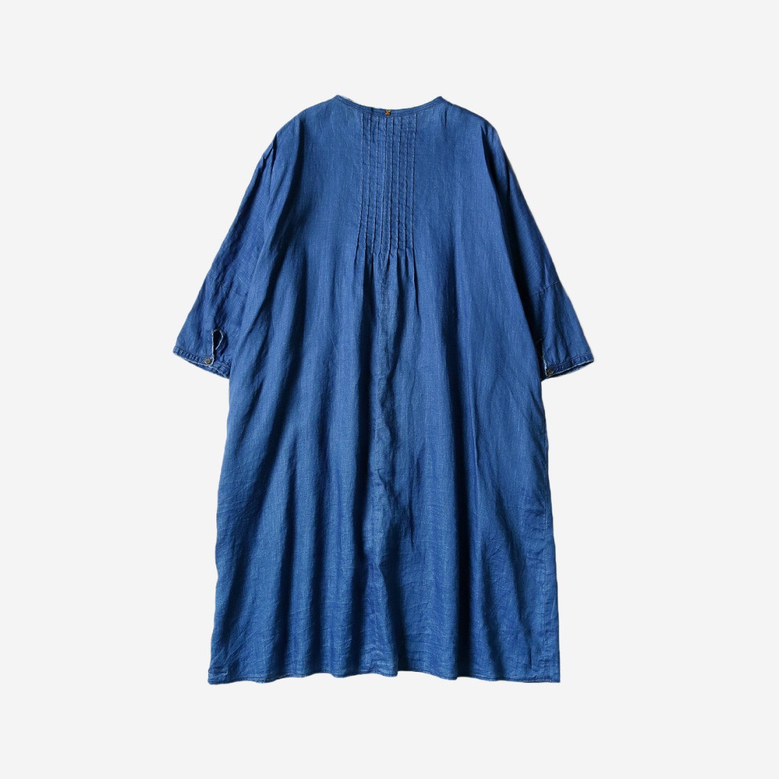 (W) Kapital French Cross Linen Pintuck O'Keeffe Dress Indigo 상세 이미지 2