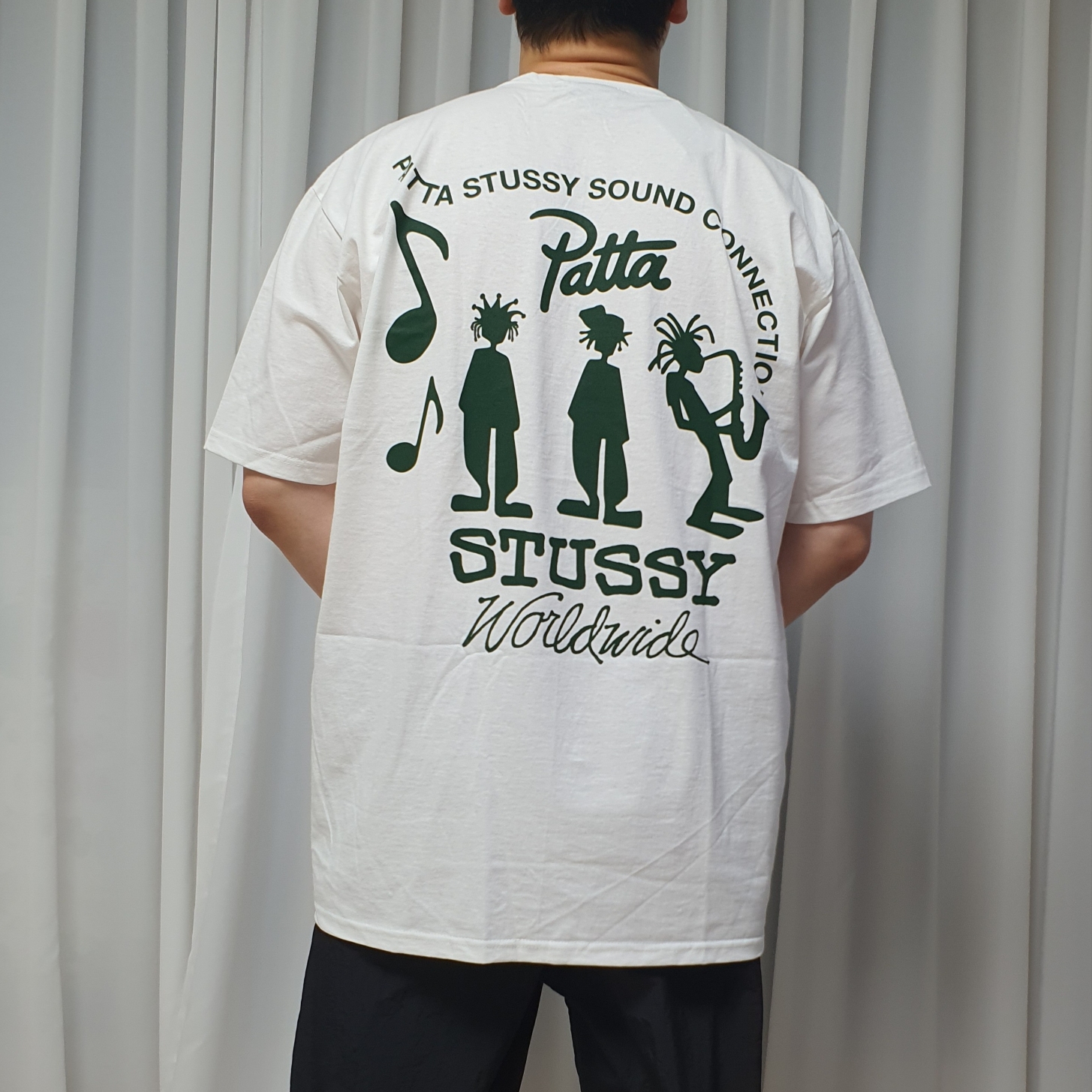 Stussy x Patta Sound Connection T-Shirt White 착용 스타일