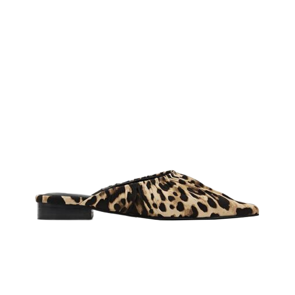 (W) 다이닛 레오파드 셔링 스틸레토 뮬 브라운((W) Deinet Leopard Shirring Stilletto Mule in Brown)