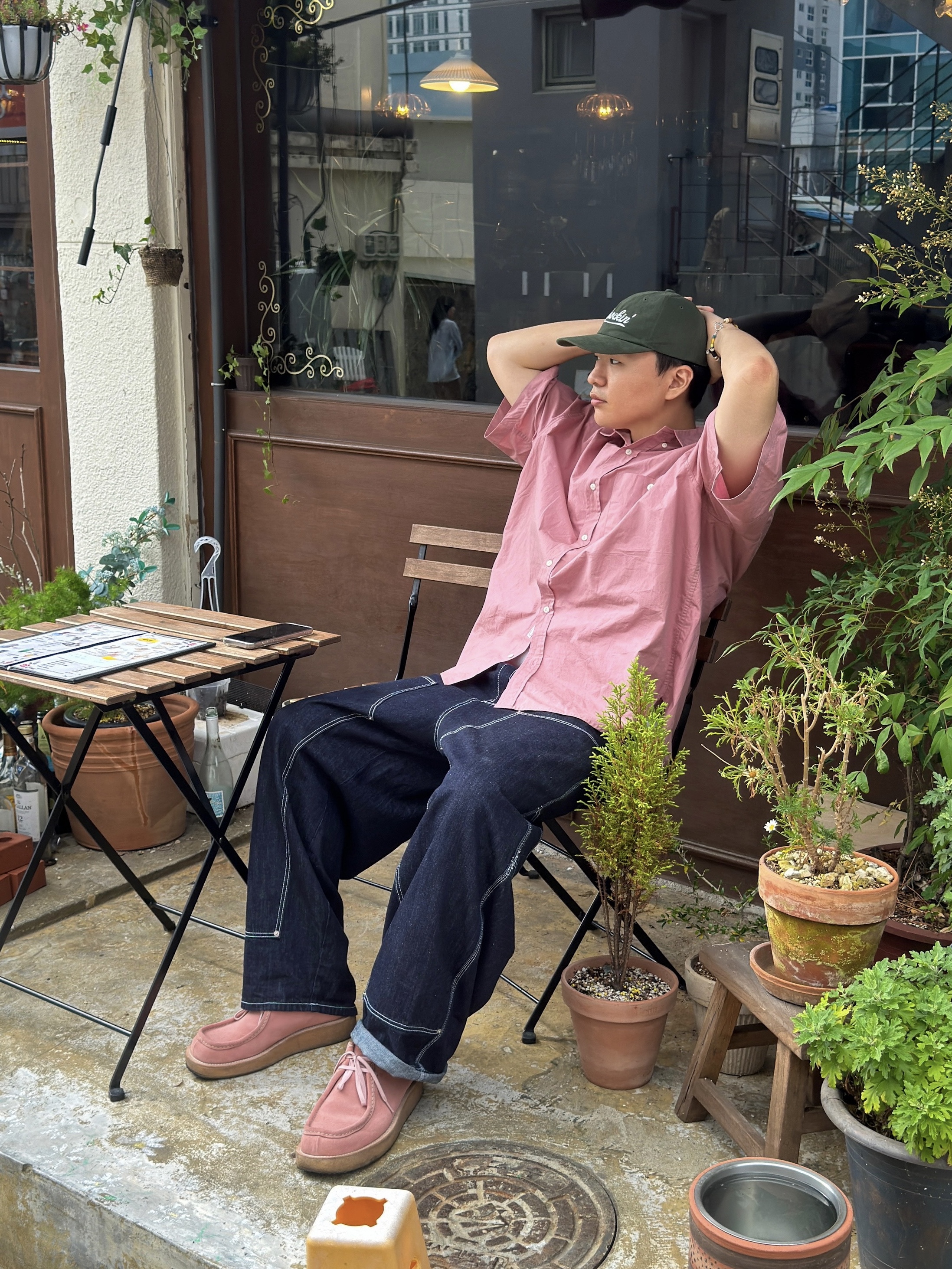 Ogarp Knockin Logo B.B Cap Green 착용 스타일 - 4