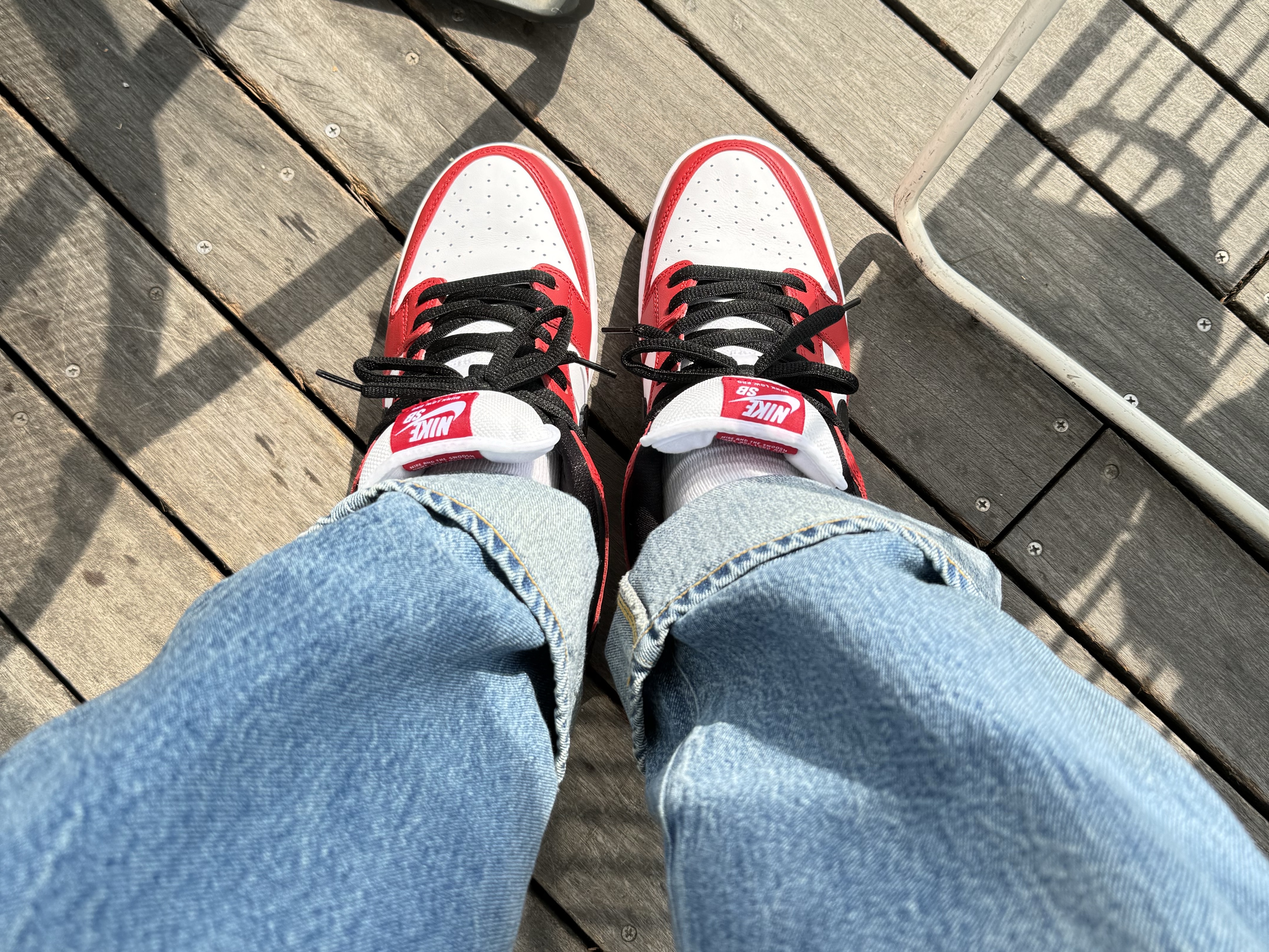 Nike SB Dunk Low Pro Chicago, Levi's LVC 1955 Japan 501 Jean Blackjack Blue 착용 스타일 - 2
