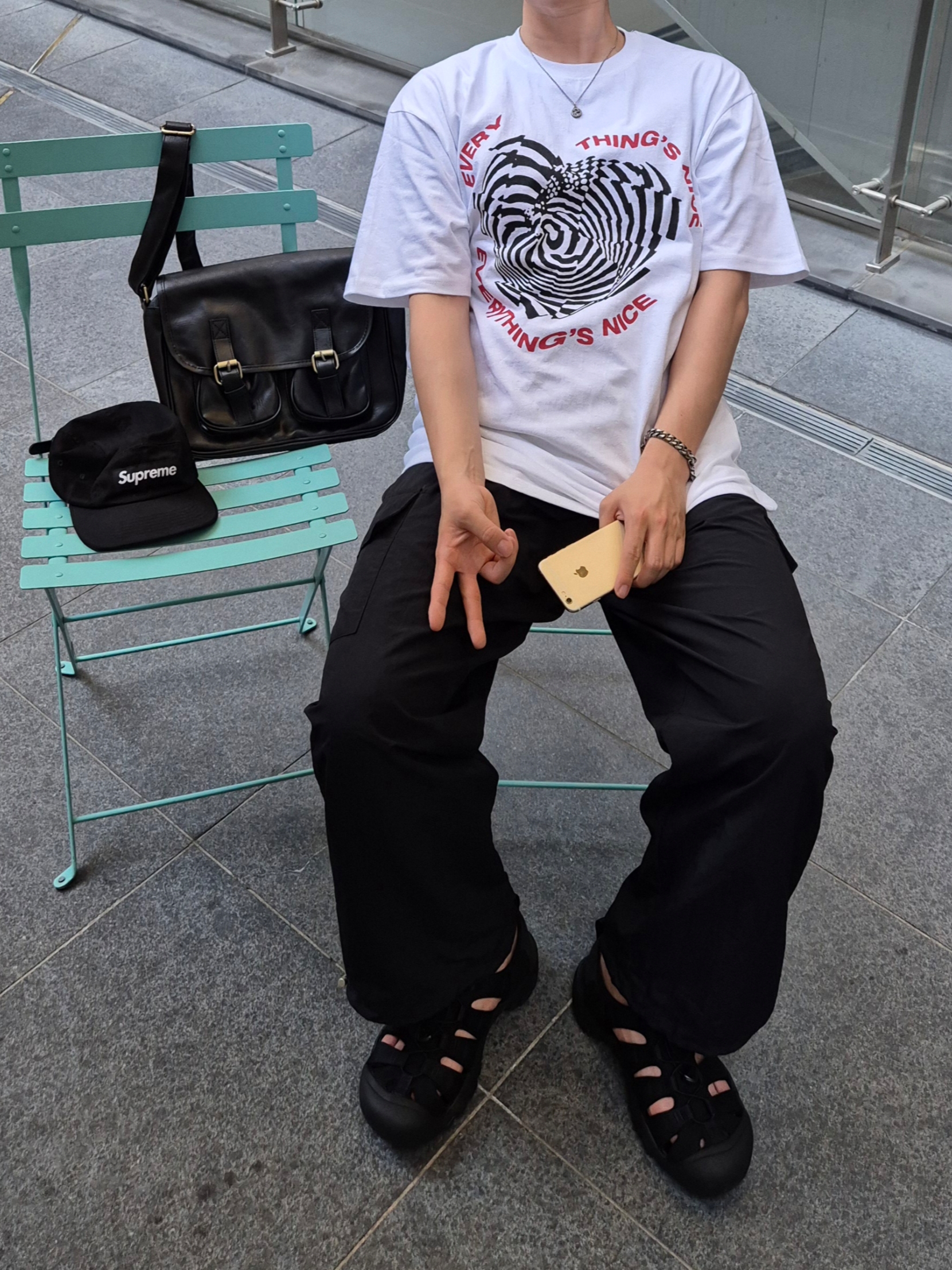 Supreme Washed Chino Twill Camp Cap Black, Gucci Interlocking G Pendant Necklace Silver 착용 스타일 - 3