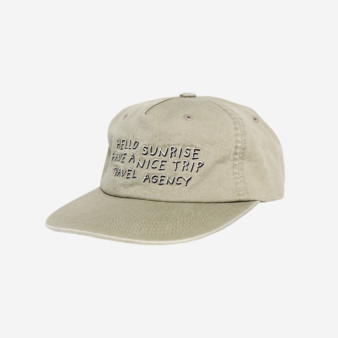 Hello Sunrise Washed Doodle Typo 5Panel Cap Khaki 상세 이미지 2