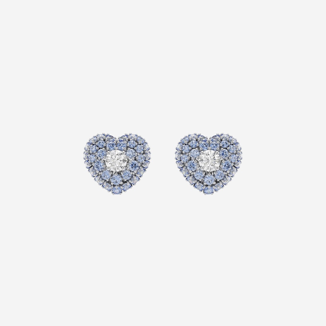 (W) Swarovski Hyperbola Stud Earrings Heart Blue Rhodium Plated 상세 이미지 1