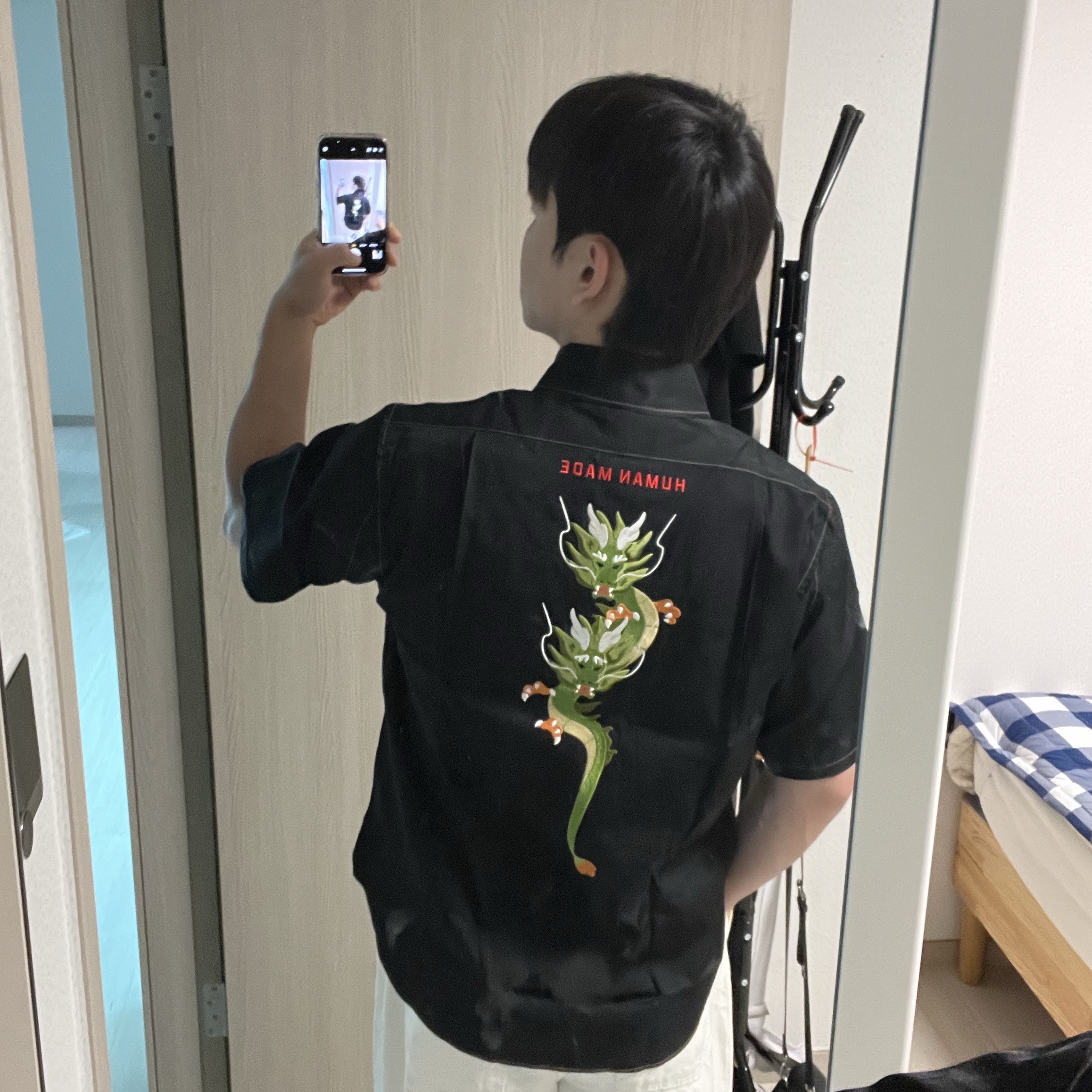 Human Made Dragon S/S Shirt Black 착용 스타일