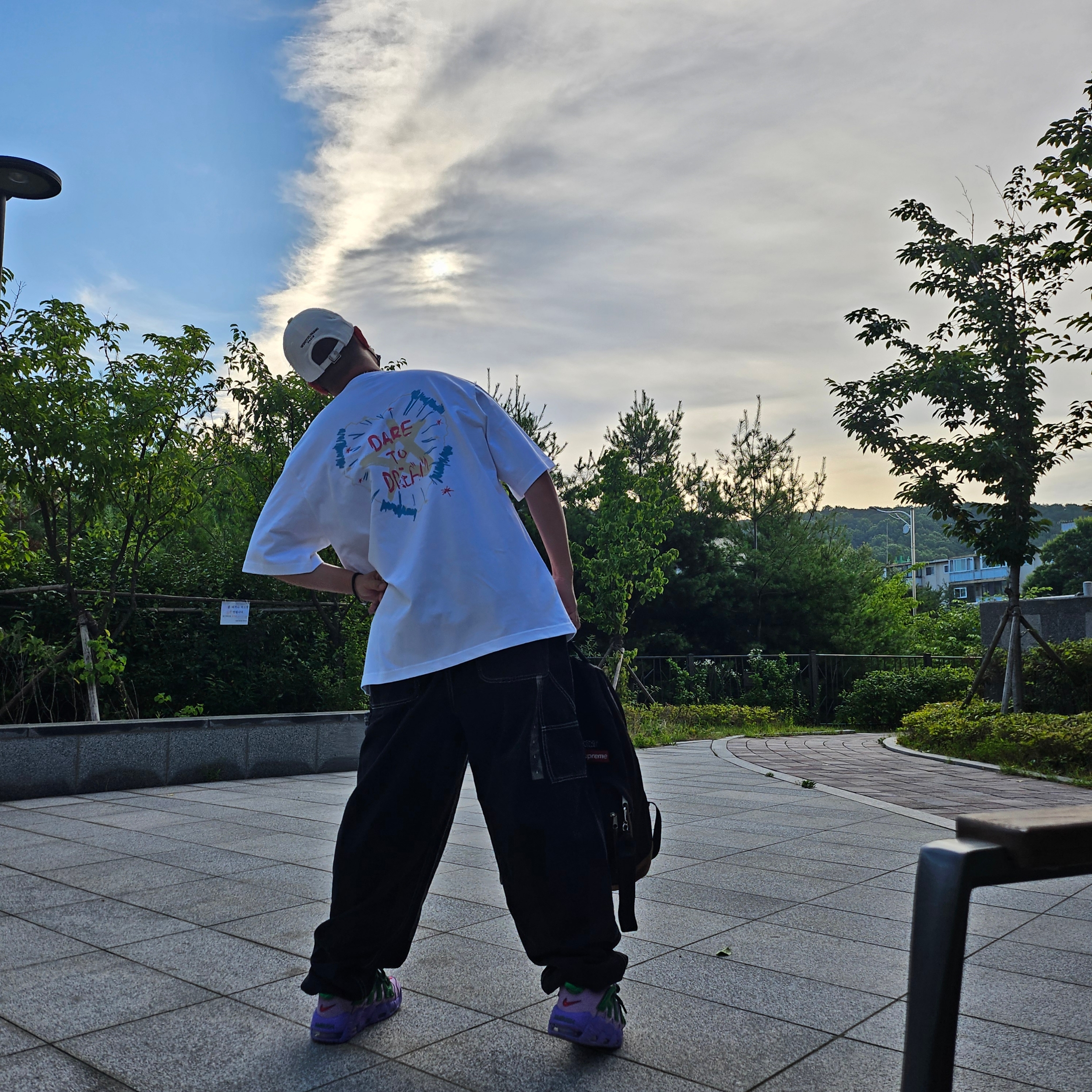 Wooyoungmi Logo Ball Cap White - 23SS, Nike x Ambush Air More Uptempo Low Lilac and Apple Green 착용 스타일 - 4