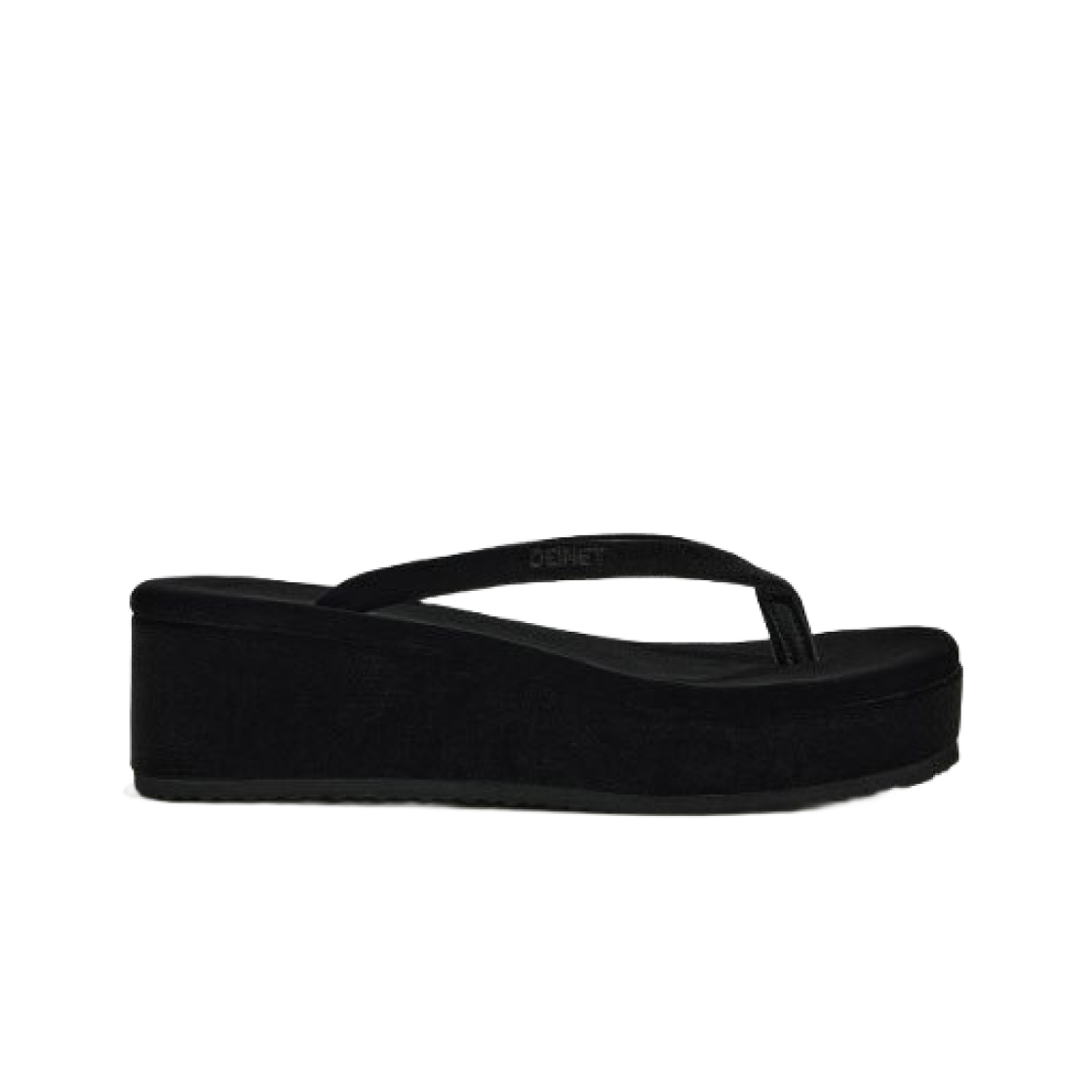 (W) 다이닛 벨벳 플랫폼 플립플랍 블랙((W) Deinet Velvet Platform Flipflop in Black)