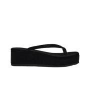 (W) Deinet Velvet Platform Flipflop in Black