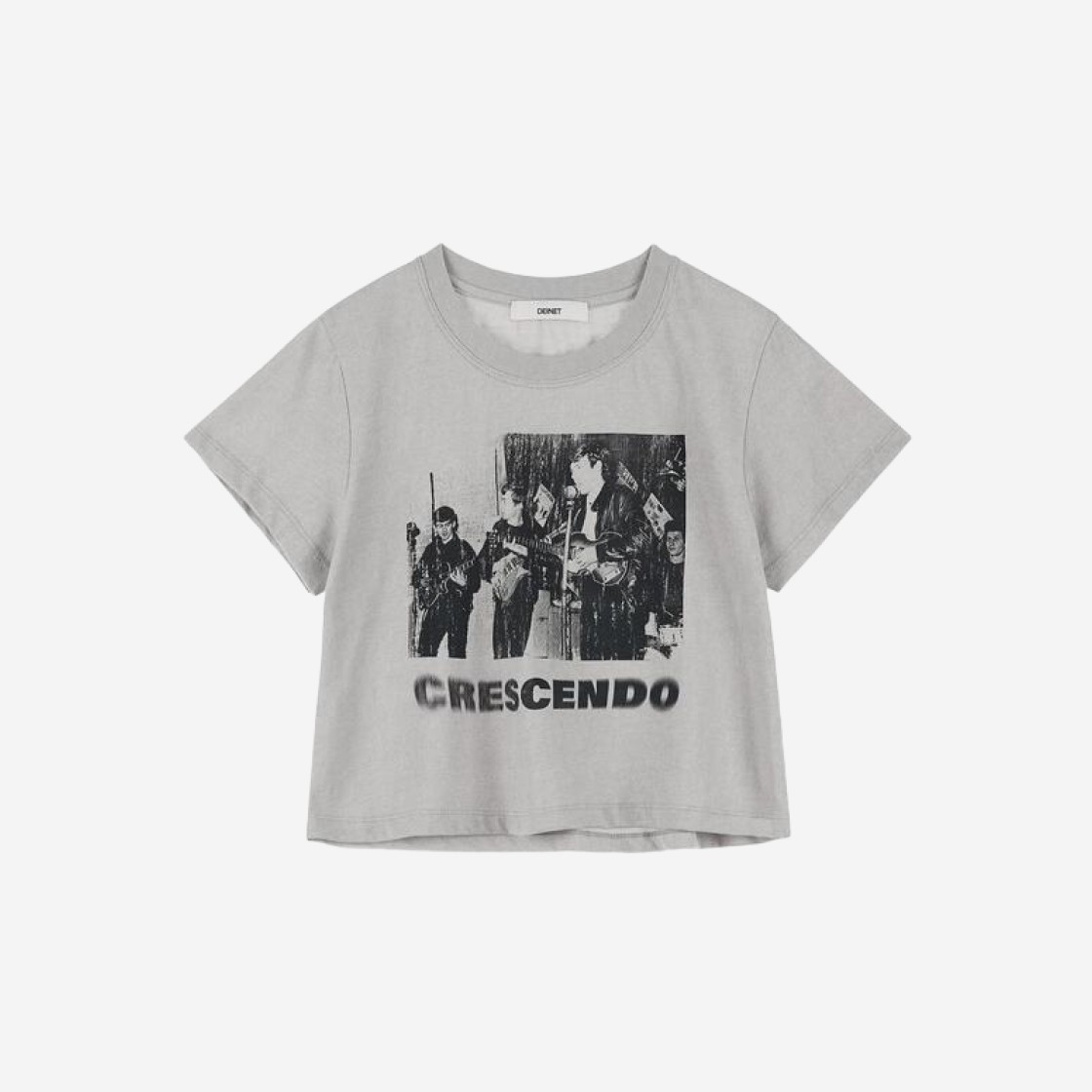 (W) Deinet Crescendo Graphics Cropped T-Shirt in Grey 상세 이미지 1