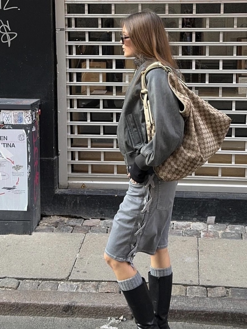 Baum Und Pferdgarten Women Neo Grey Worn Out Denim - 24FW 착용 스타일