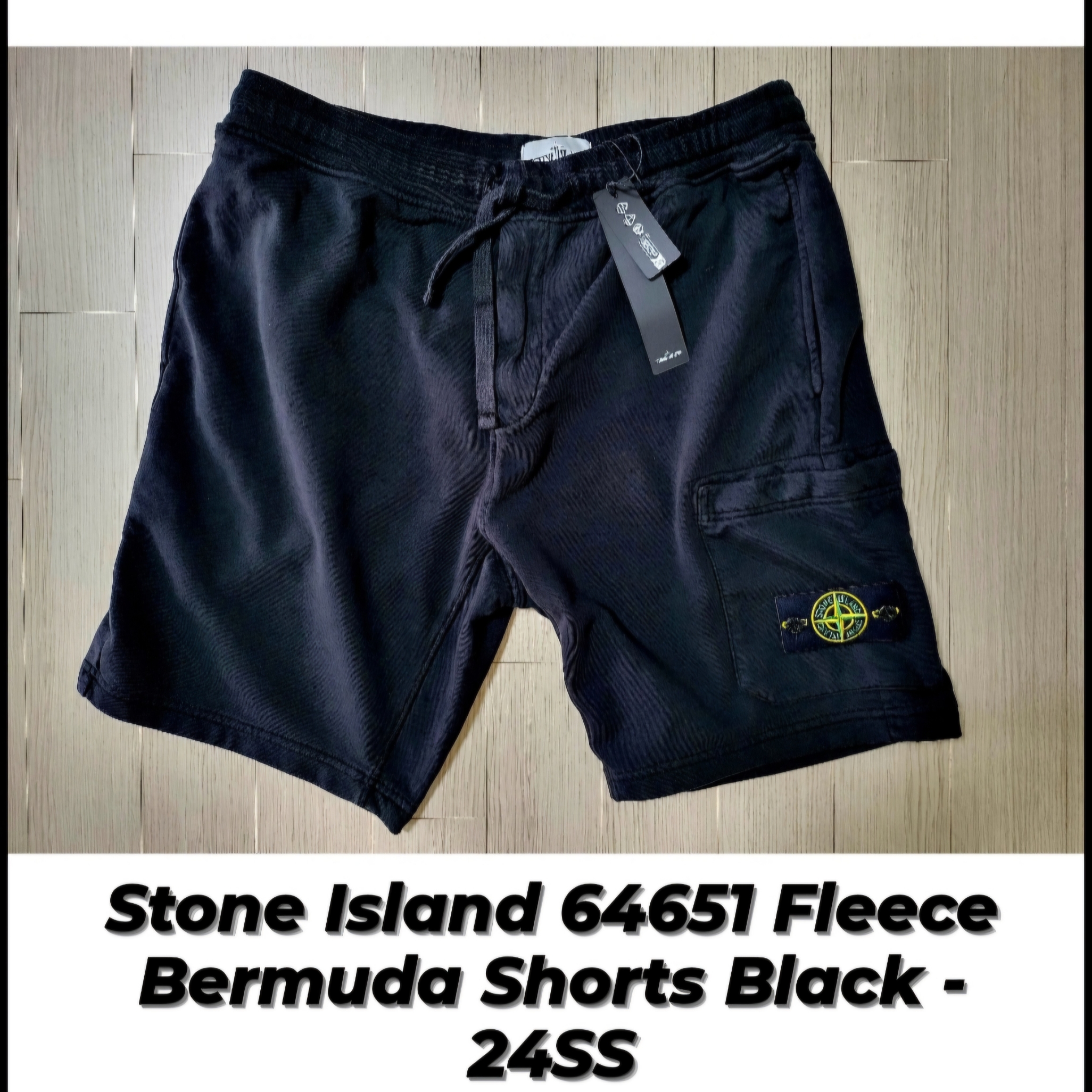 Stone Island 64651 Fleece Bermuda Shorts Black - 24SS 착용 스타일