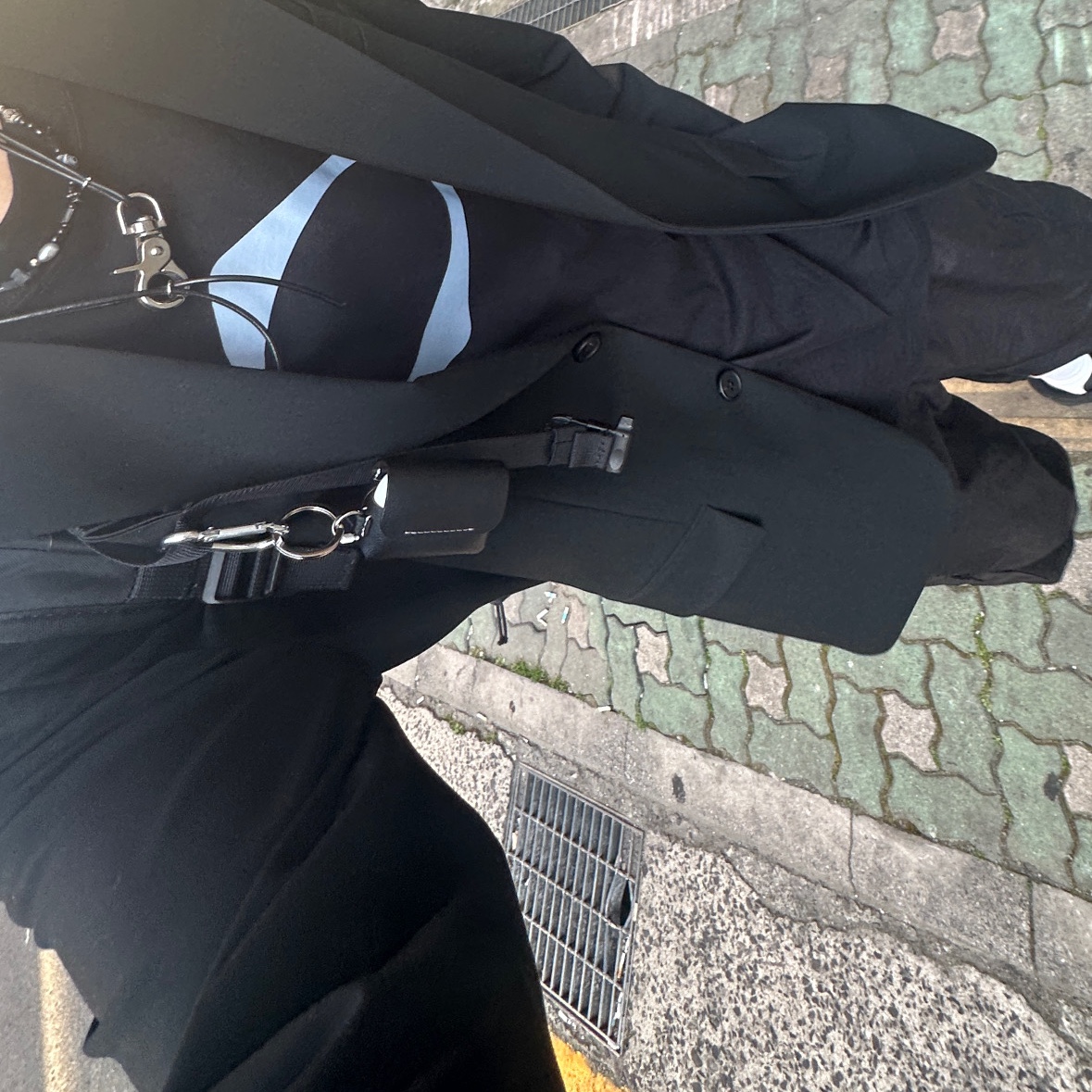 Mischief Rhombus Basic T-Shirt Black, Asics Gel-Venture 6 Feather Grey Black 착용 스타일 - 2