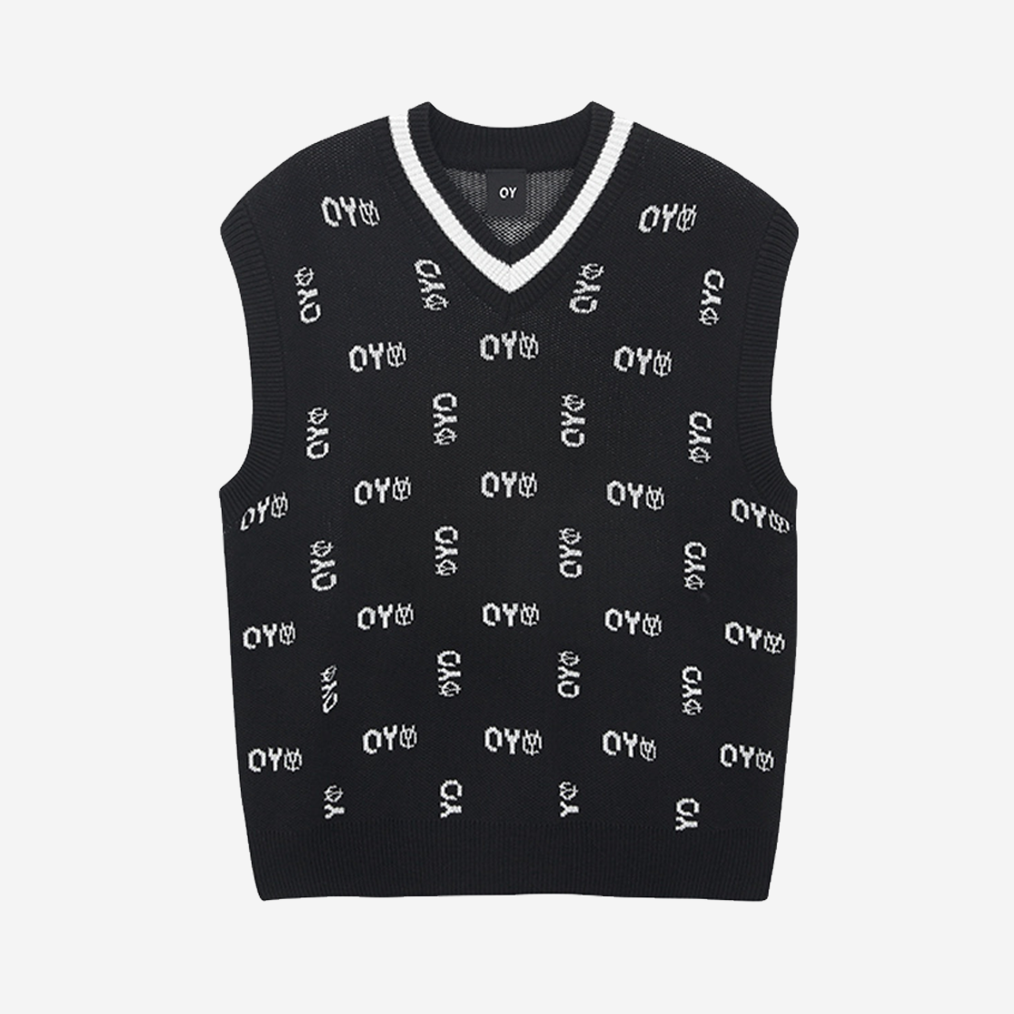 OY Monogram Logo V-Neck Knit Vest Black 상세 이미지 1