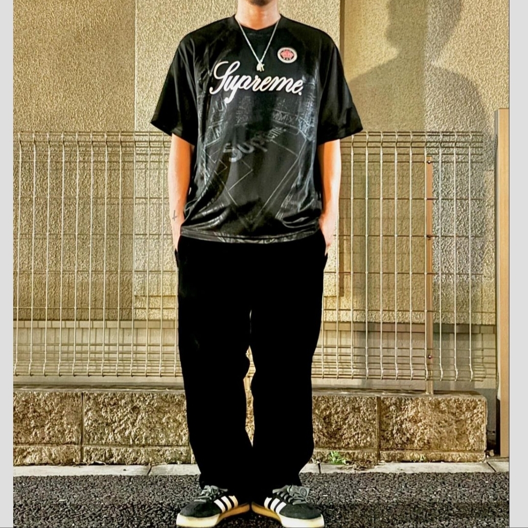 Supreme Jacquard Soccer Jersey Black - 24SS 착용 스타일 - 1