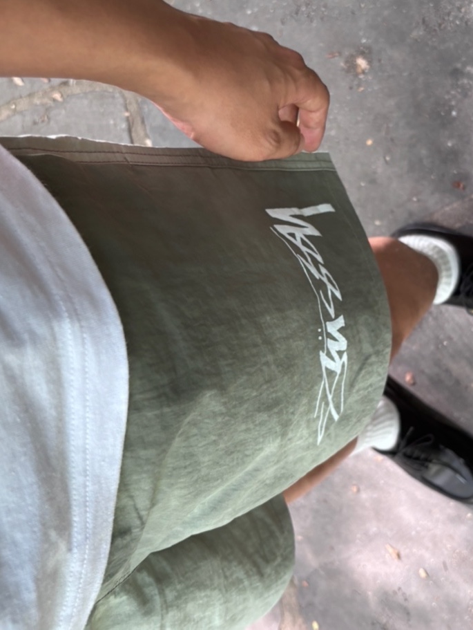 Stussy Wave Dye Nylon Shorts Sage 착용 스타일 - 3