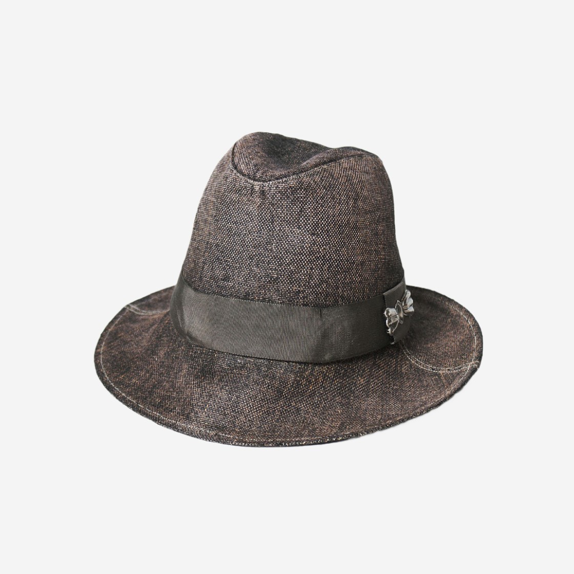 Kapital Aged Paper Canvas Fedora Hat Charcoal 상세 이미지 1