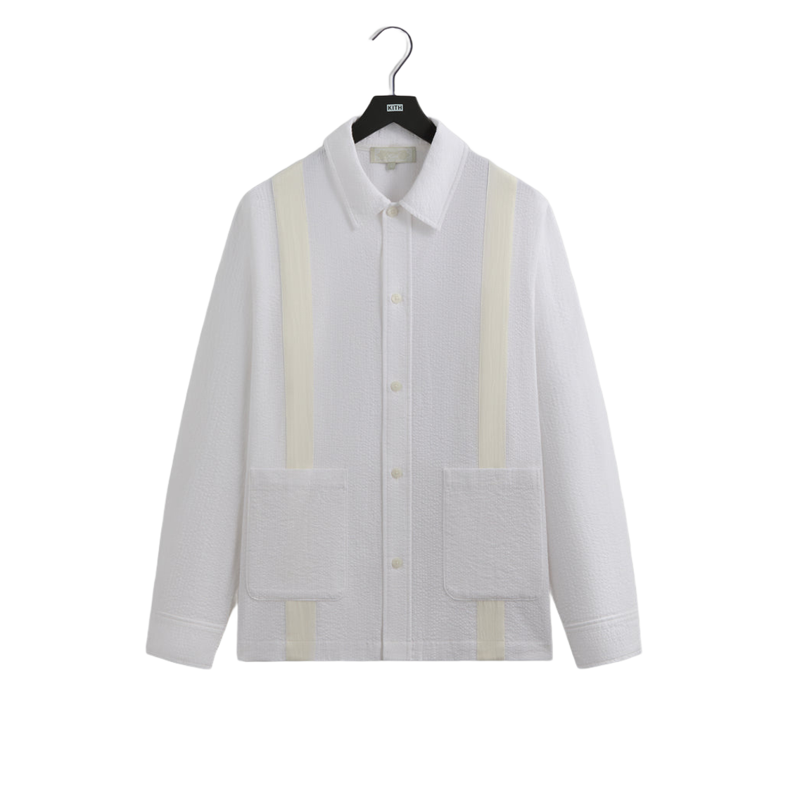 Kith Seersucker Long Sleeve Boxy Collared Overshirt White 상세 이미지 1