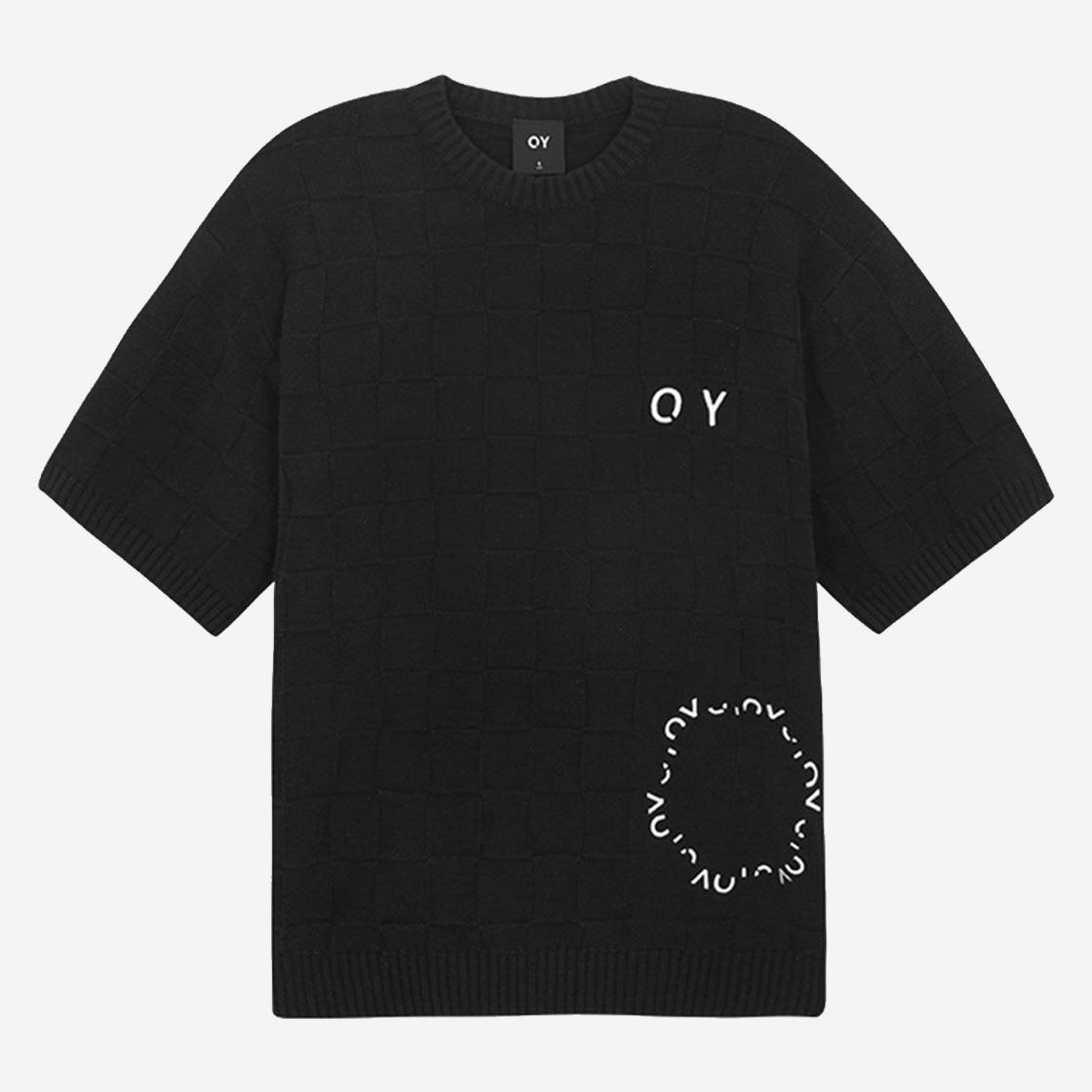 OY Round Logo Square Half Knit Black 상세 이미지 1