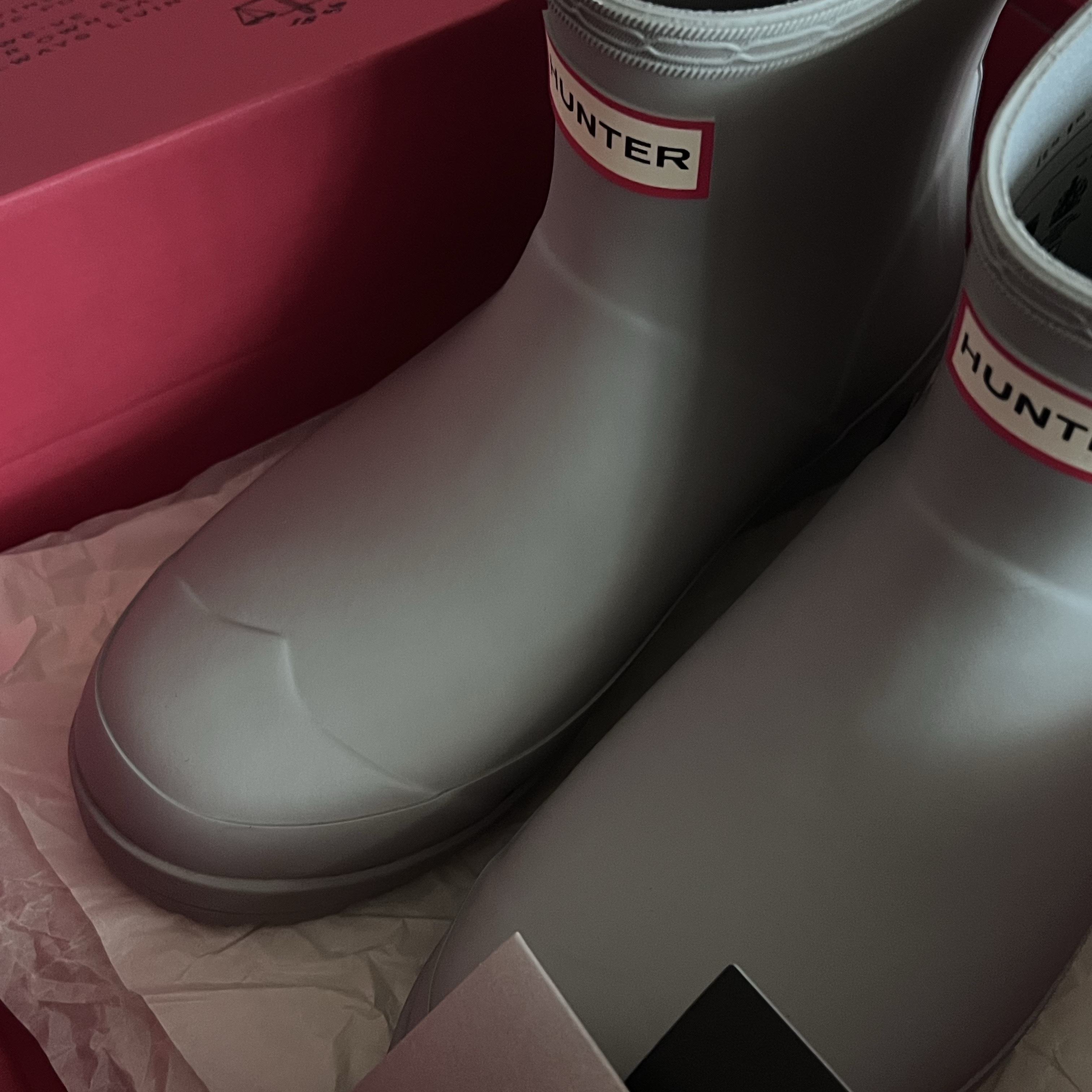 (W) Hunter Play Short Rain Boots Zinc Grey 착용 스타일