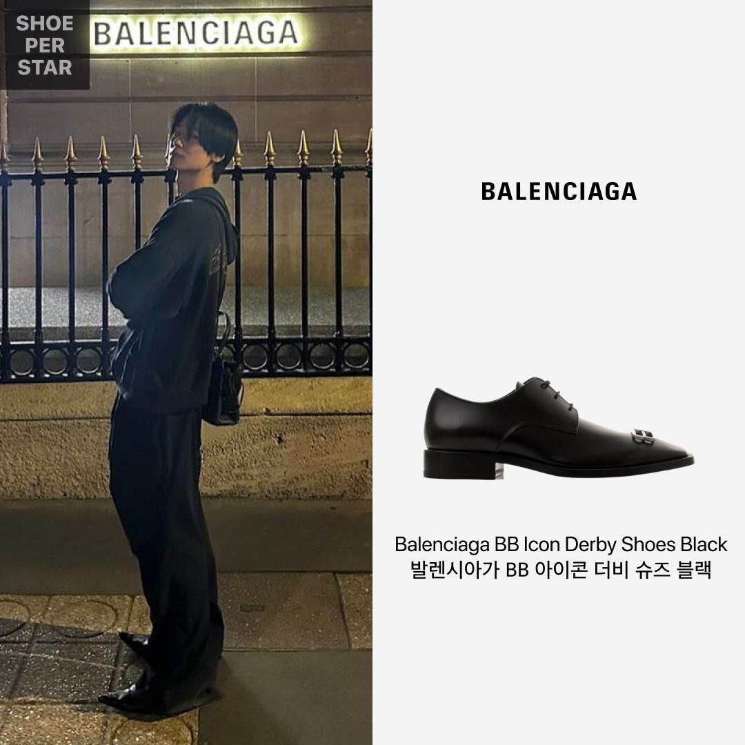 Balenciaga BB Icon Derby Shoes Black 착용 스타일 - 1