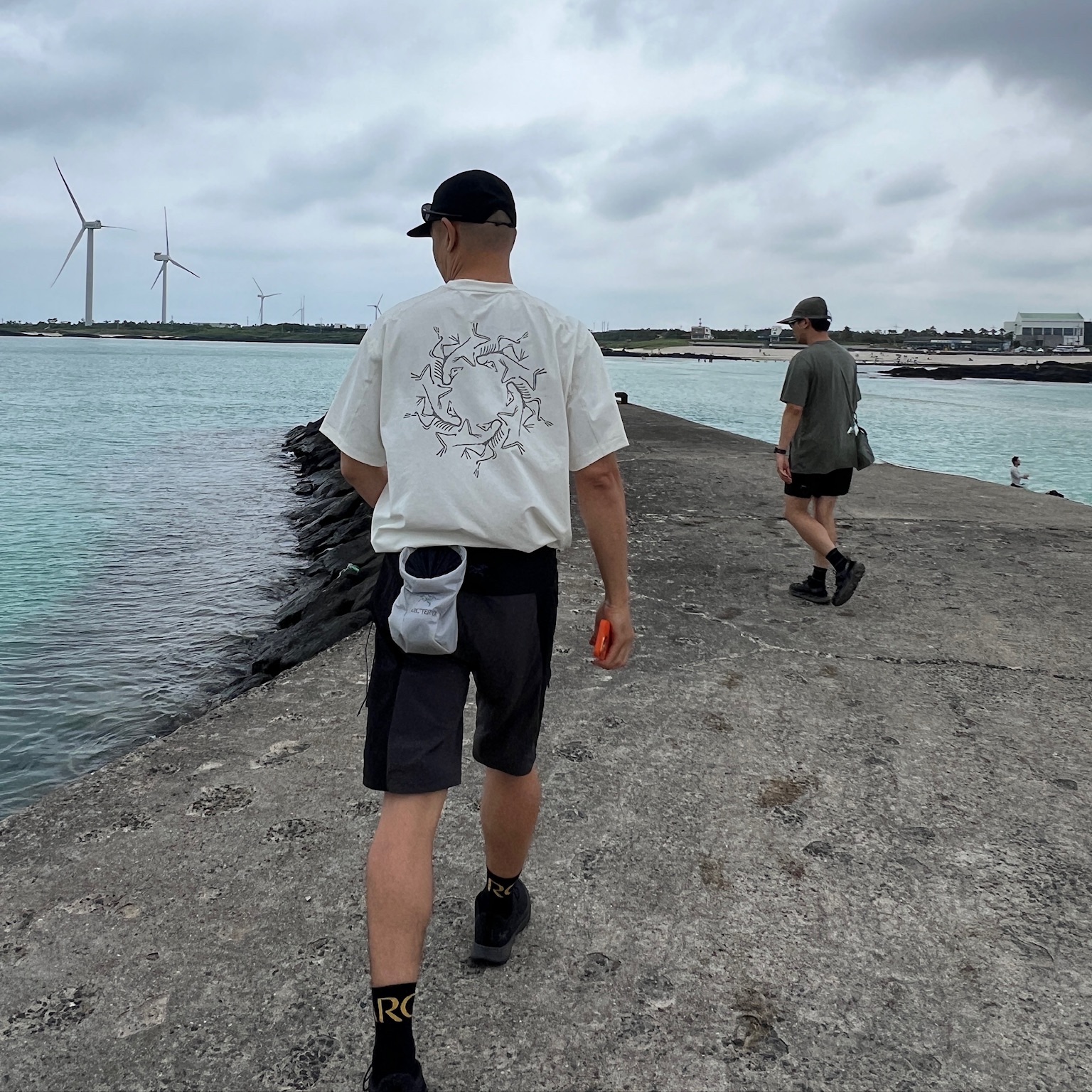 Arc'teryx System A Solarium SS T-Shirt Greige Solid 착용 스타일 - 2