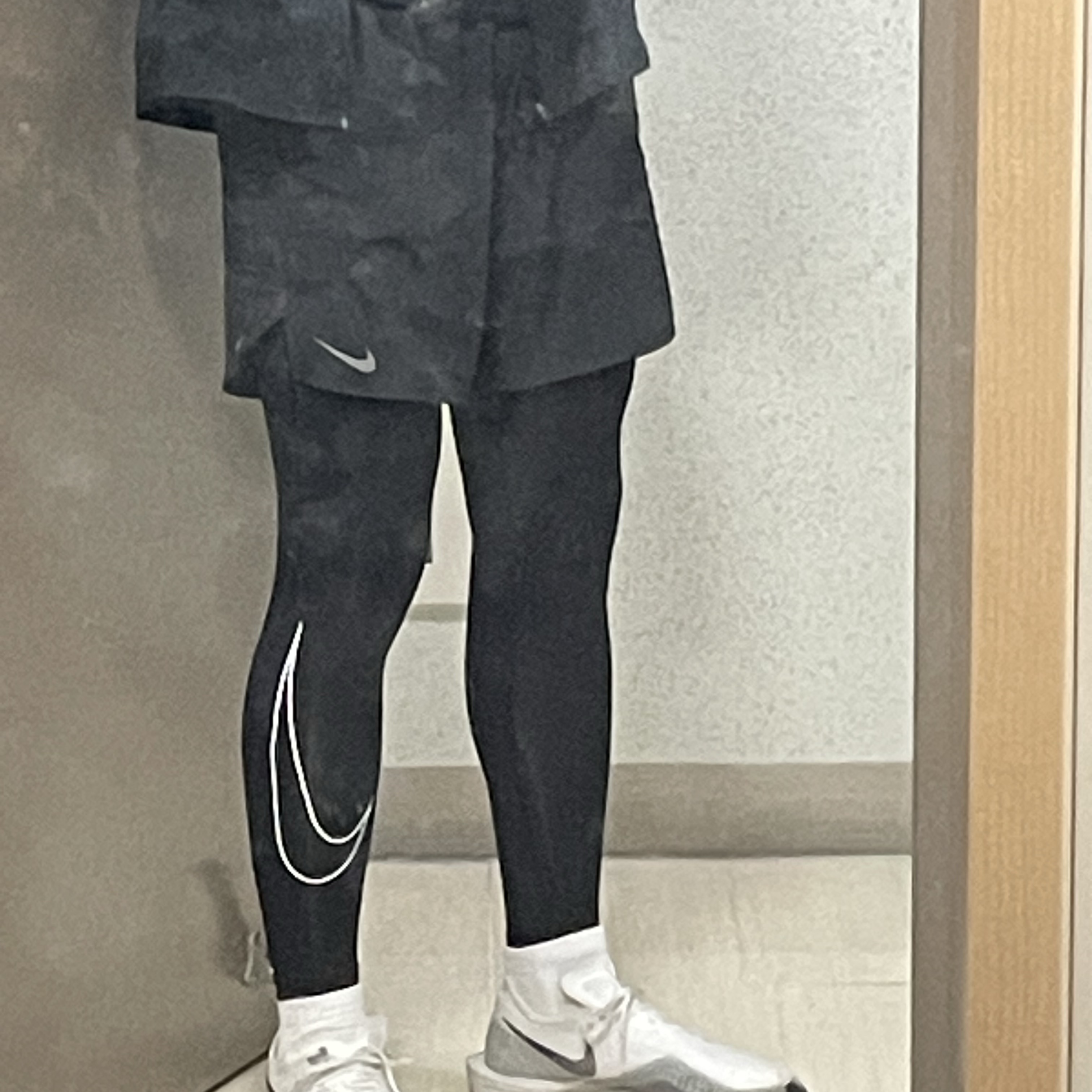 Nike ZoomX Vaporfly Next% 3 White Grey, Nike Pro Dri-Fit Tights Black - Asia 착용 스타일 - 2