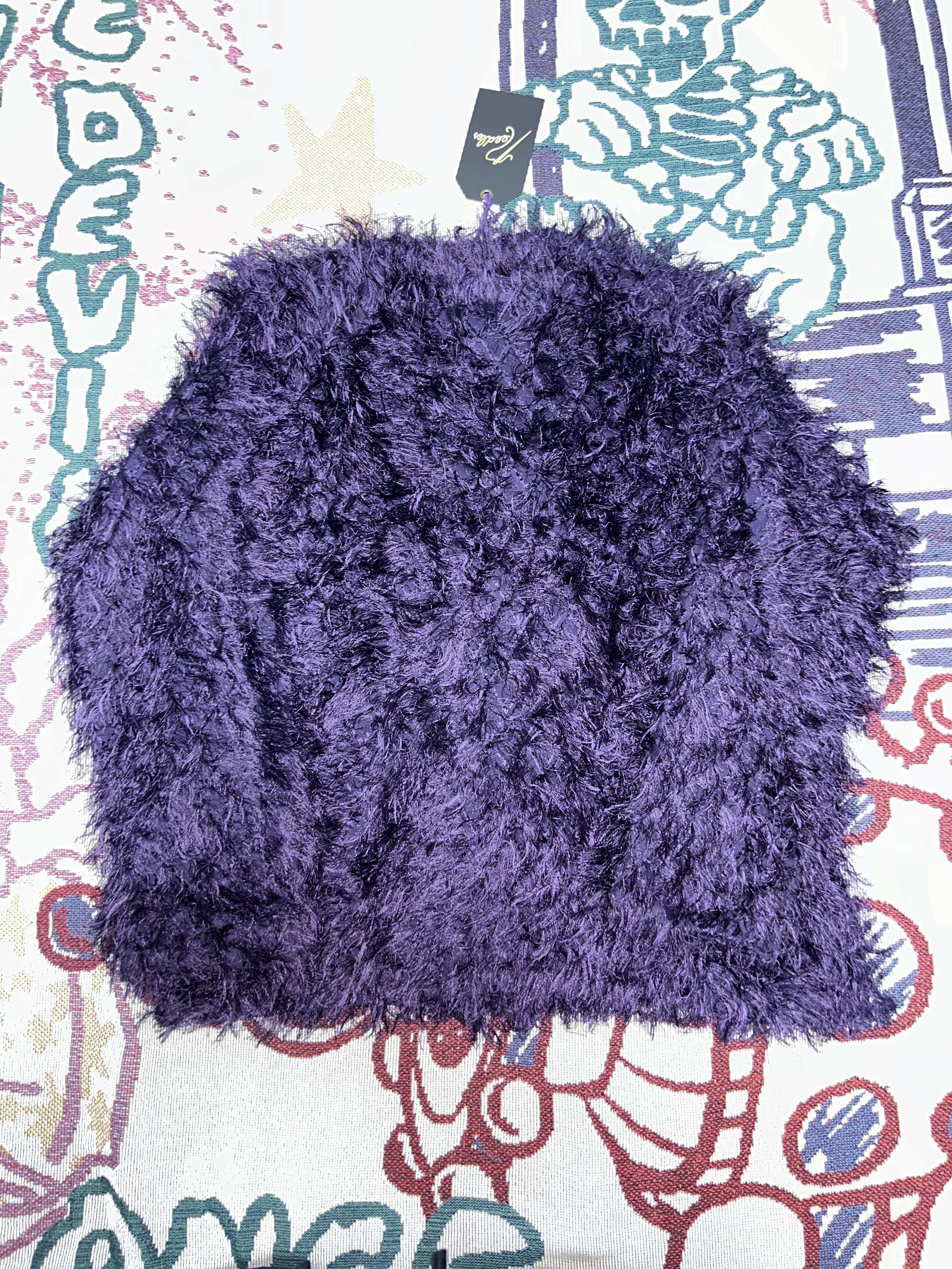 Needles Argyle Fringe Snap Cardigan Purple 착용 스타일 - 6