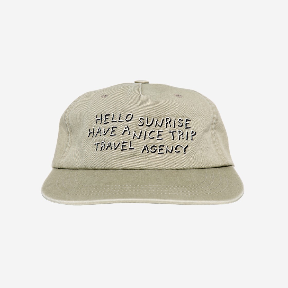 Hello Sunrise Washed Doodle Typo 5Panel Cap Khaki 상세 이미지 1