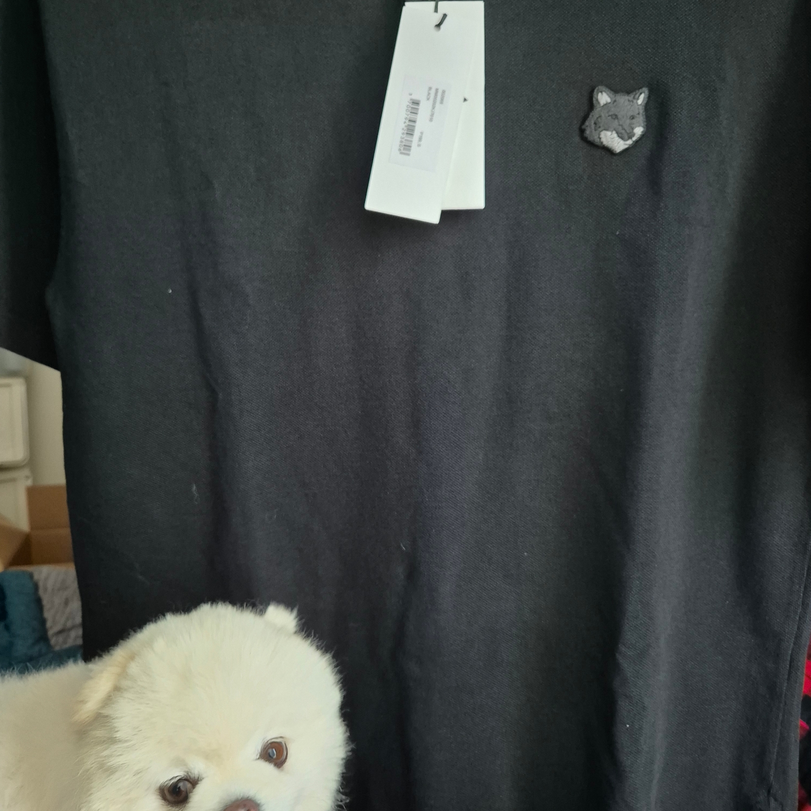 Maison Kitsune Bold Fox Head Patch Oversize Polo Black 착용 스타일