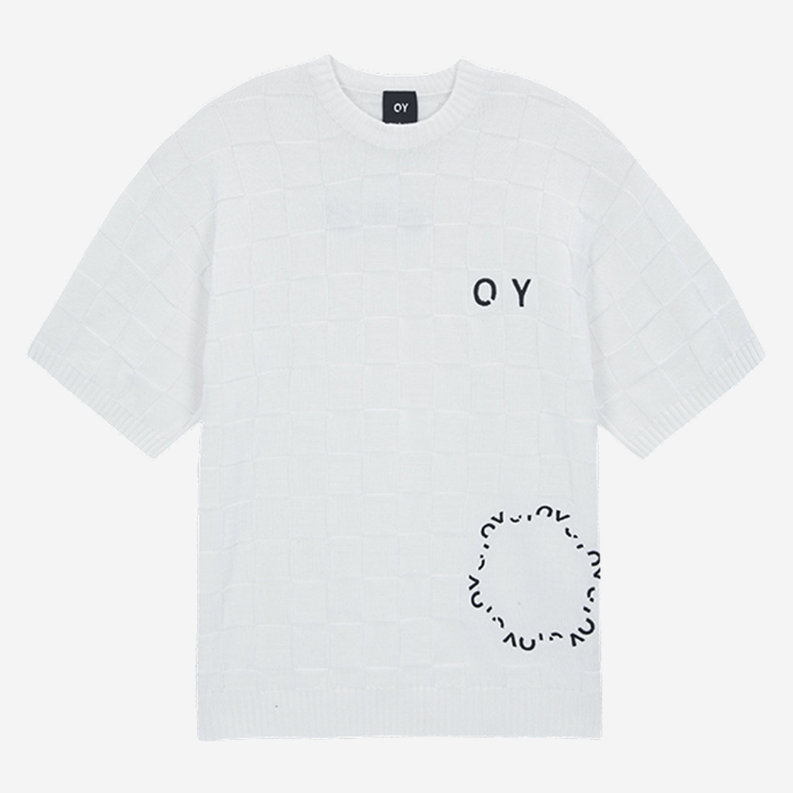 OY Round Logo Square Half Knit White 상세 이미지 1