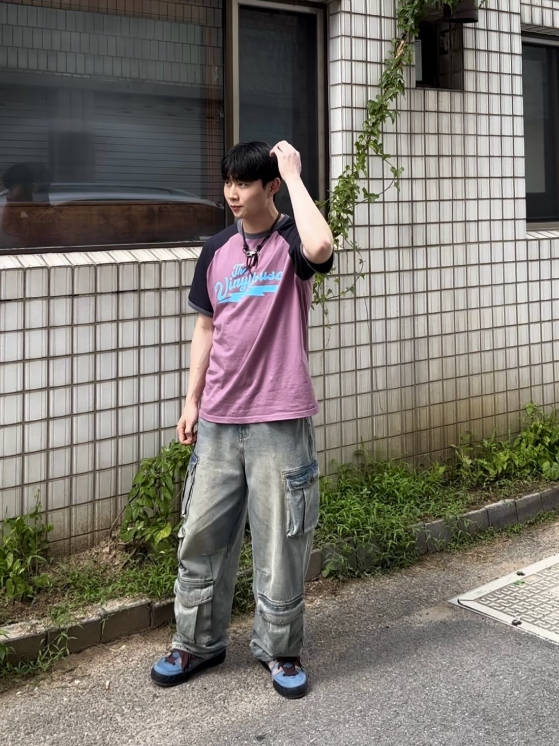 Thevinylhouse Raglan Ringer T-Shirt Pink, Adidas Adimatic Phantone 착용 스타일