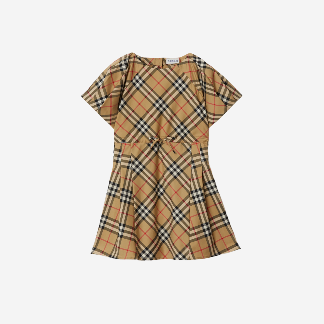 (Kids) Burberry Pleated Check Stretch Cotton Dress Archive Beige 상세 이미지 1