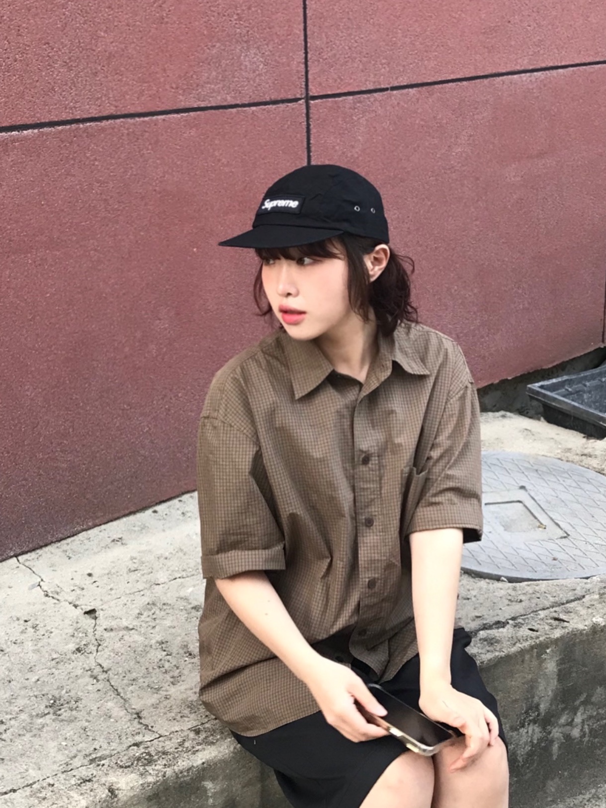 Supreme Waxed Cotton Camp Cap Black - 23FW 착용 스타일