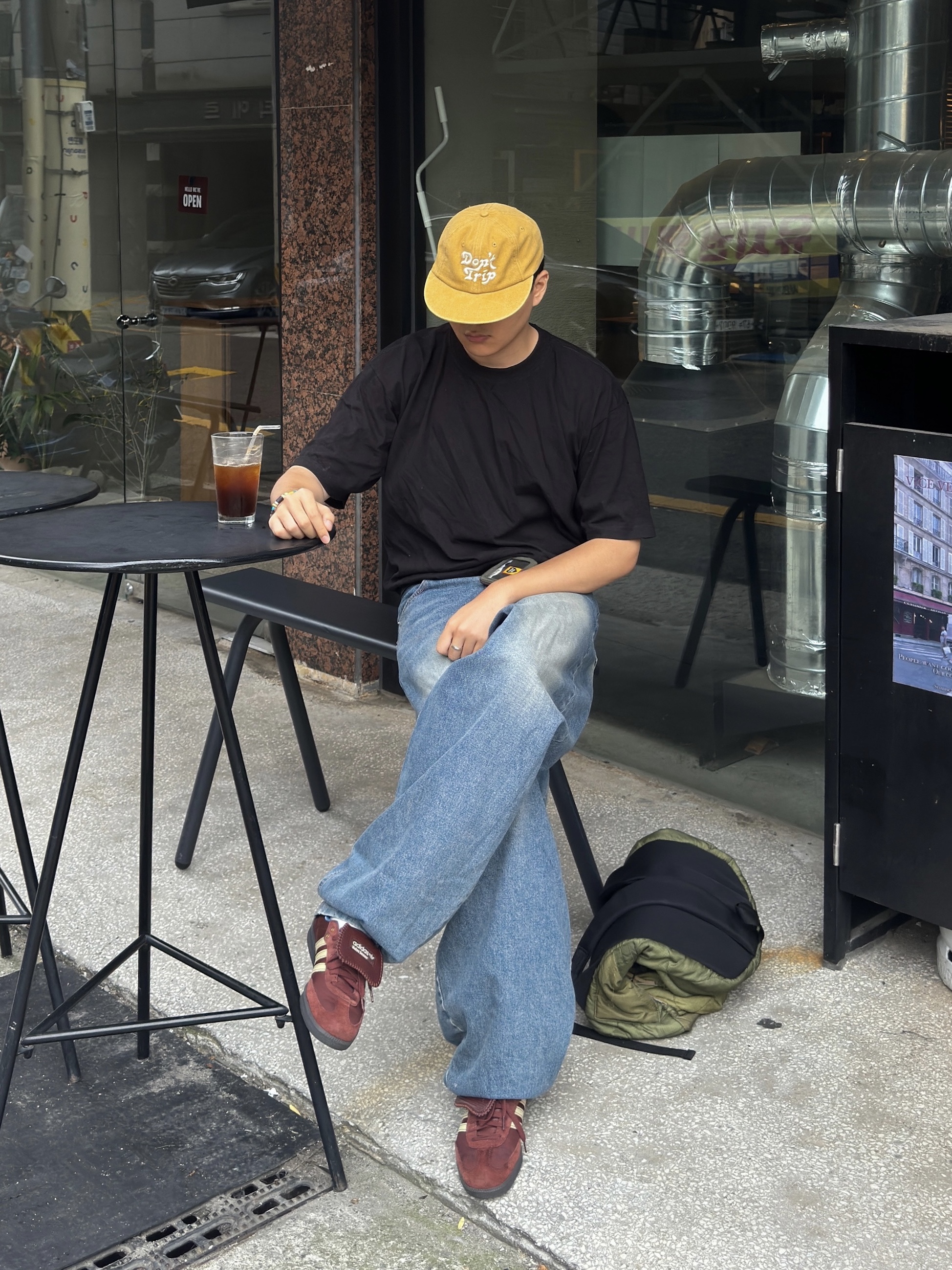 Free & Easy Don't Trip Washed Hat Mustard, Adidas x Wales Bonner Nylon Samba Fox Brown Sandy Beige 착용 스타일 - 3