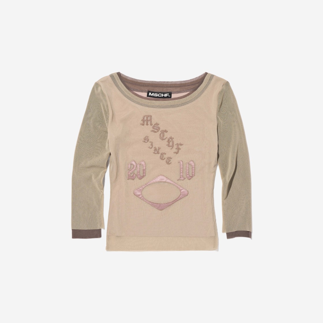 (W) Mischief Boat Neck Mesh Top Beige 상세 이미지 1