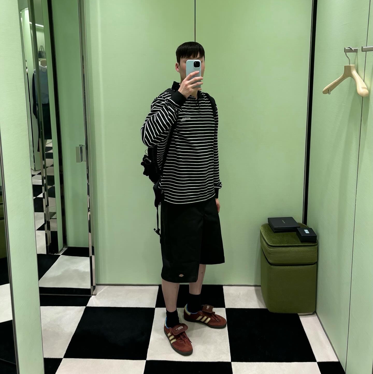 Adidas x Wales Bonner Nylon Samba Fox Brown Sandy Beige, Dickies Loose Fit 13 Inch Flat Front Work Shorts Black 착용 스타일