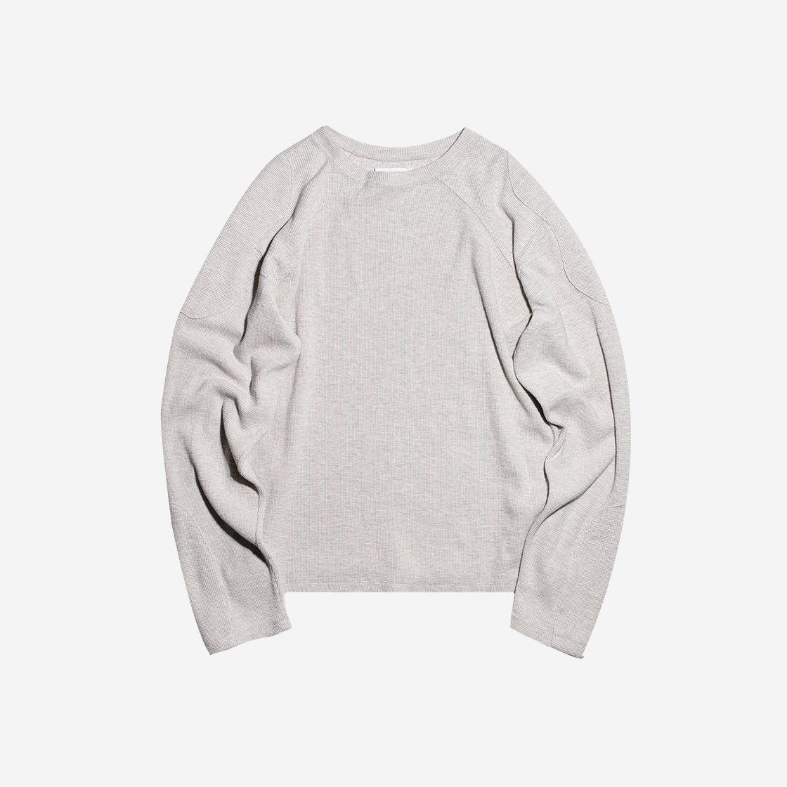 24ep1ts004I Gatherlazy Biker Patch Waffle Long Sleeve Ivory