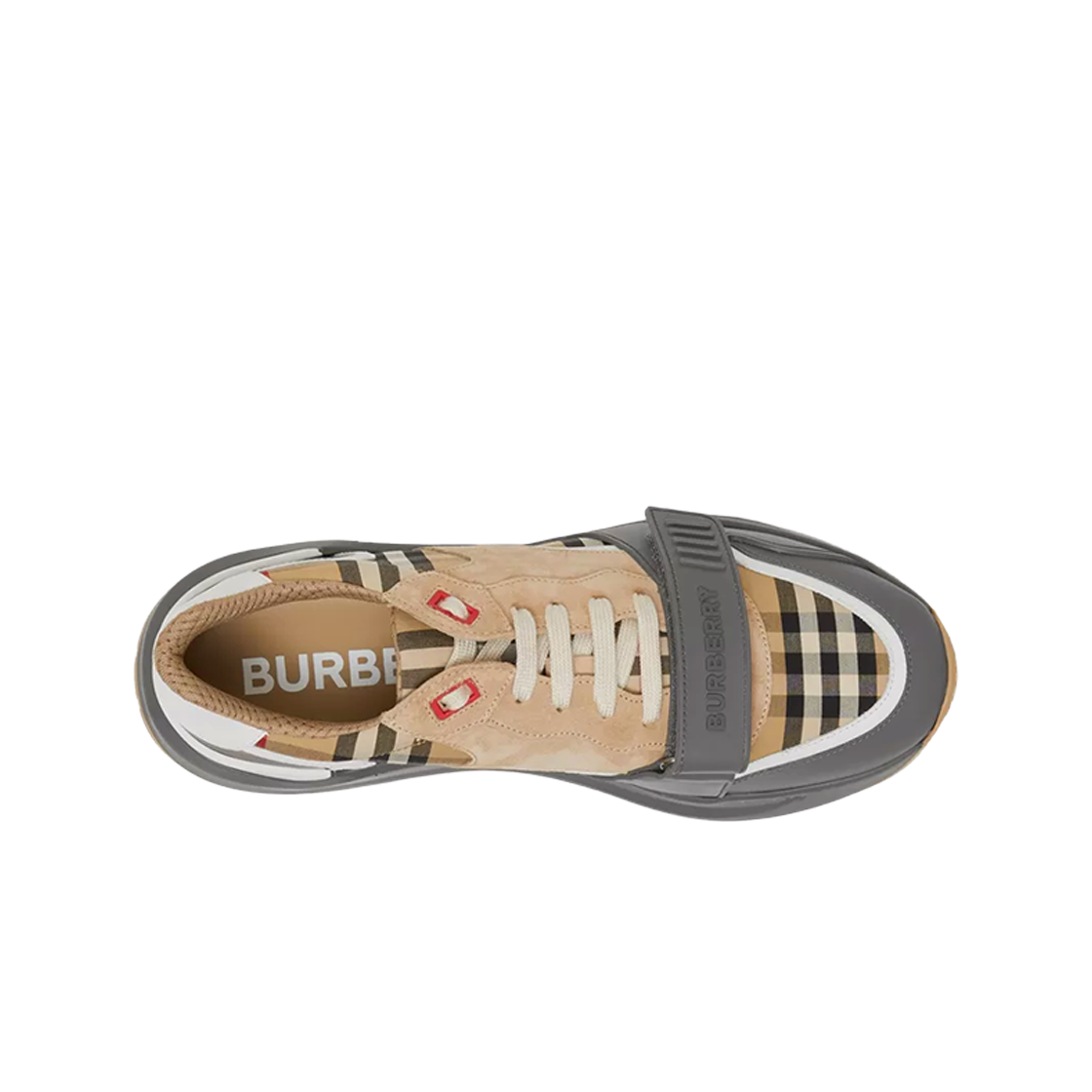 버버리 램지 빈티지 체크 레더 스웨이드 스니커즈 베이지(Burberry Ramsey Vintage Check Leather Suede Sneakers Beige) - 2
