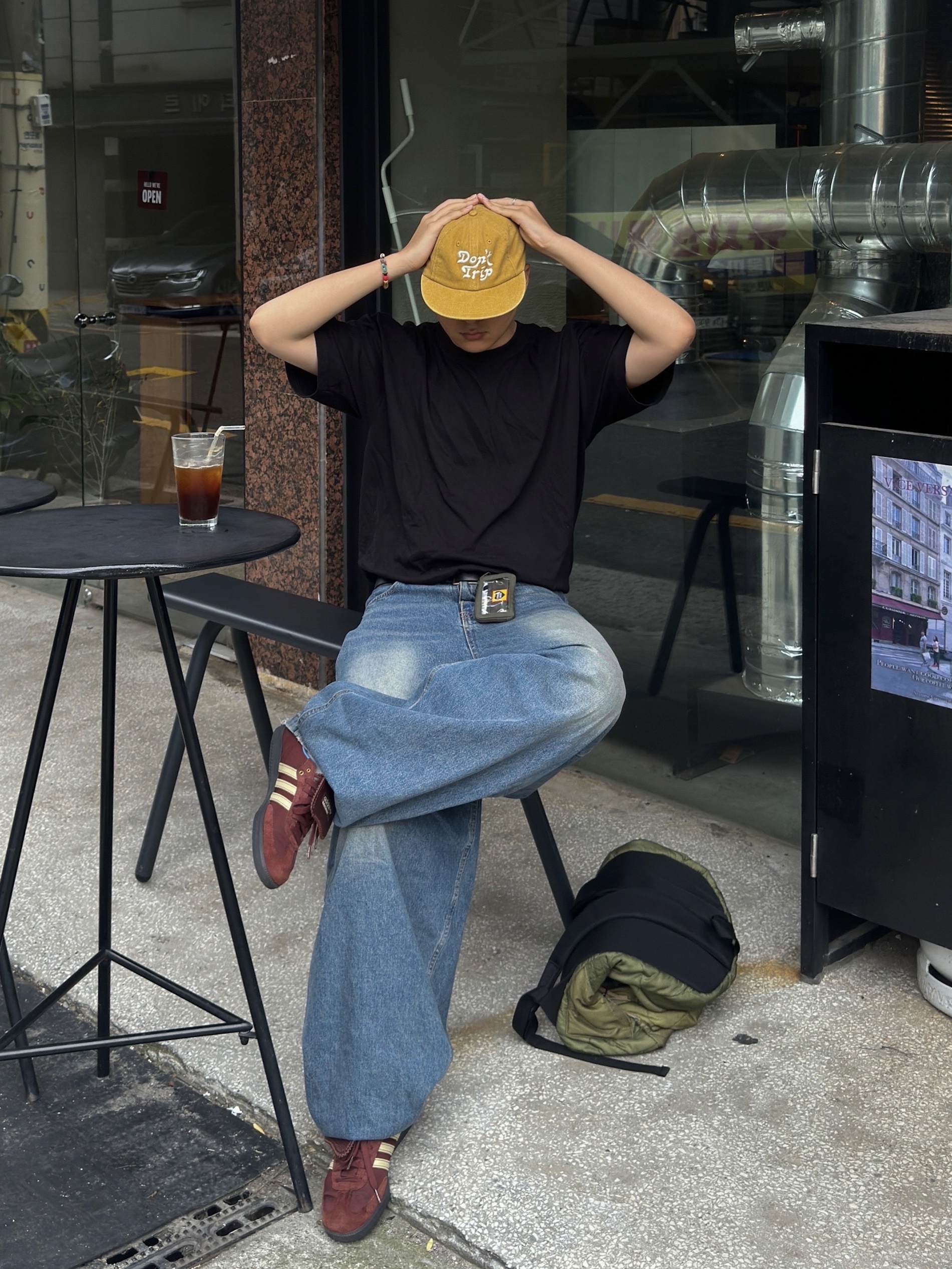 Free & Easy Don't Trip Washed Hat Mustard, Adidas x Wales Bonner Nylon Samba Fox Brown Sandy Beige 착용 스타일 - 1