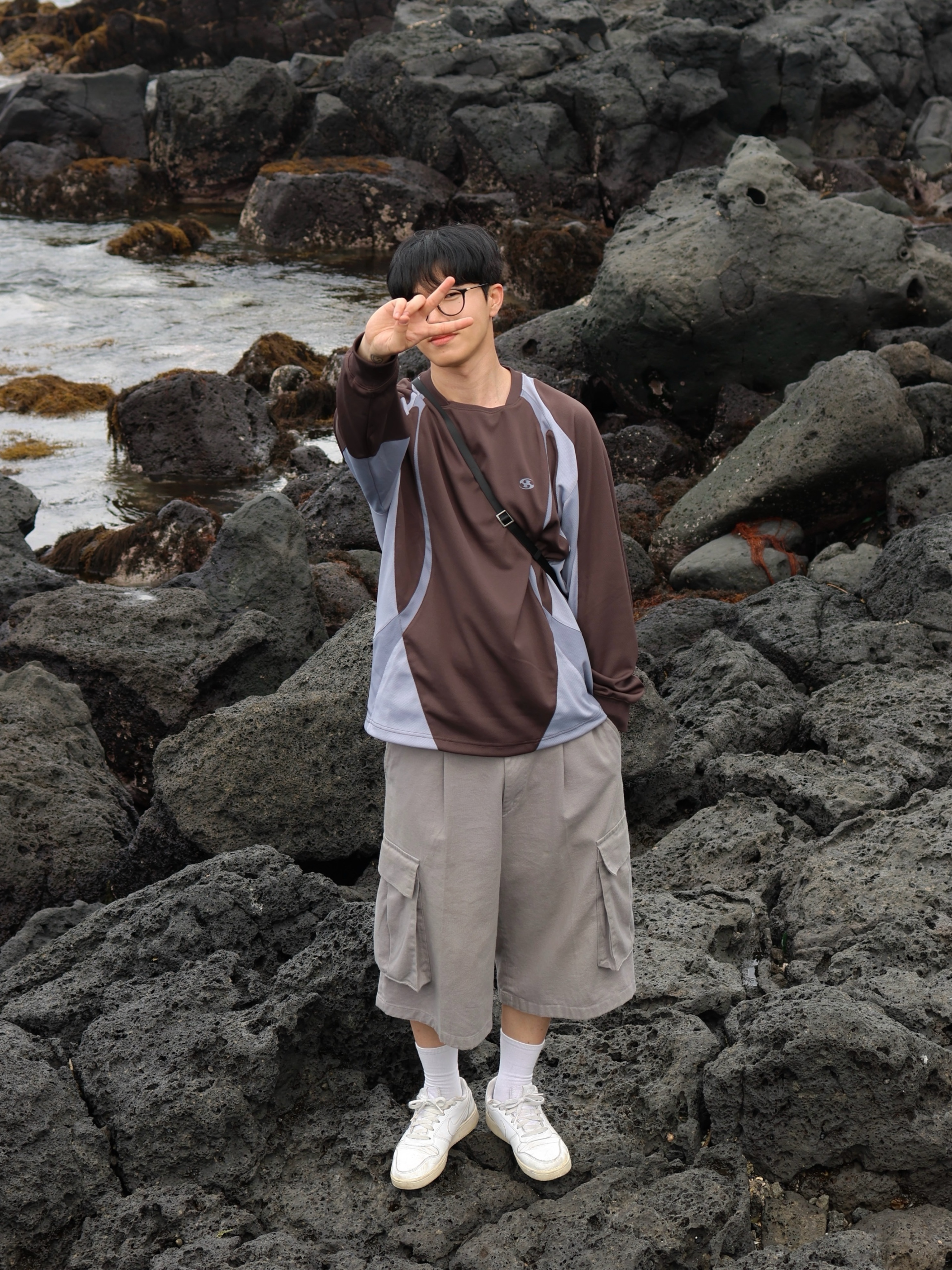 Sansan Gear Slash Jersey Brown - 23FW, Nike Air Force 1 '07 Low White 착용 스타일 - 2