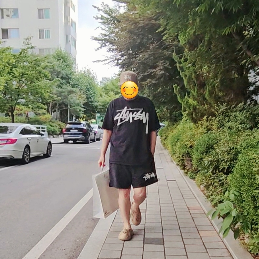 Stussy Big Stock T-Shirt Black, Stussy Big Stock Water Shorts Black 착용 스타일