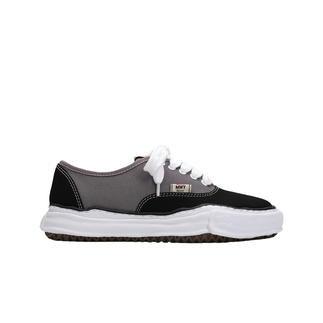 메종 미하라 야스히로 베이커 OG 솔 바이컬러 캔버스 로우탑 스니커즈 블랙 그레이(Maison Mihara Yasuhiro Baker OG Sole Bicolor Canvas Low-top Sneakers Black Grey)