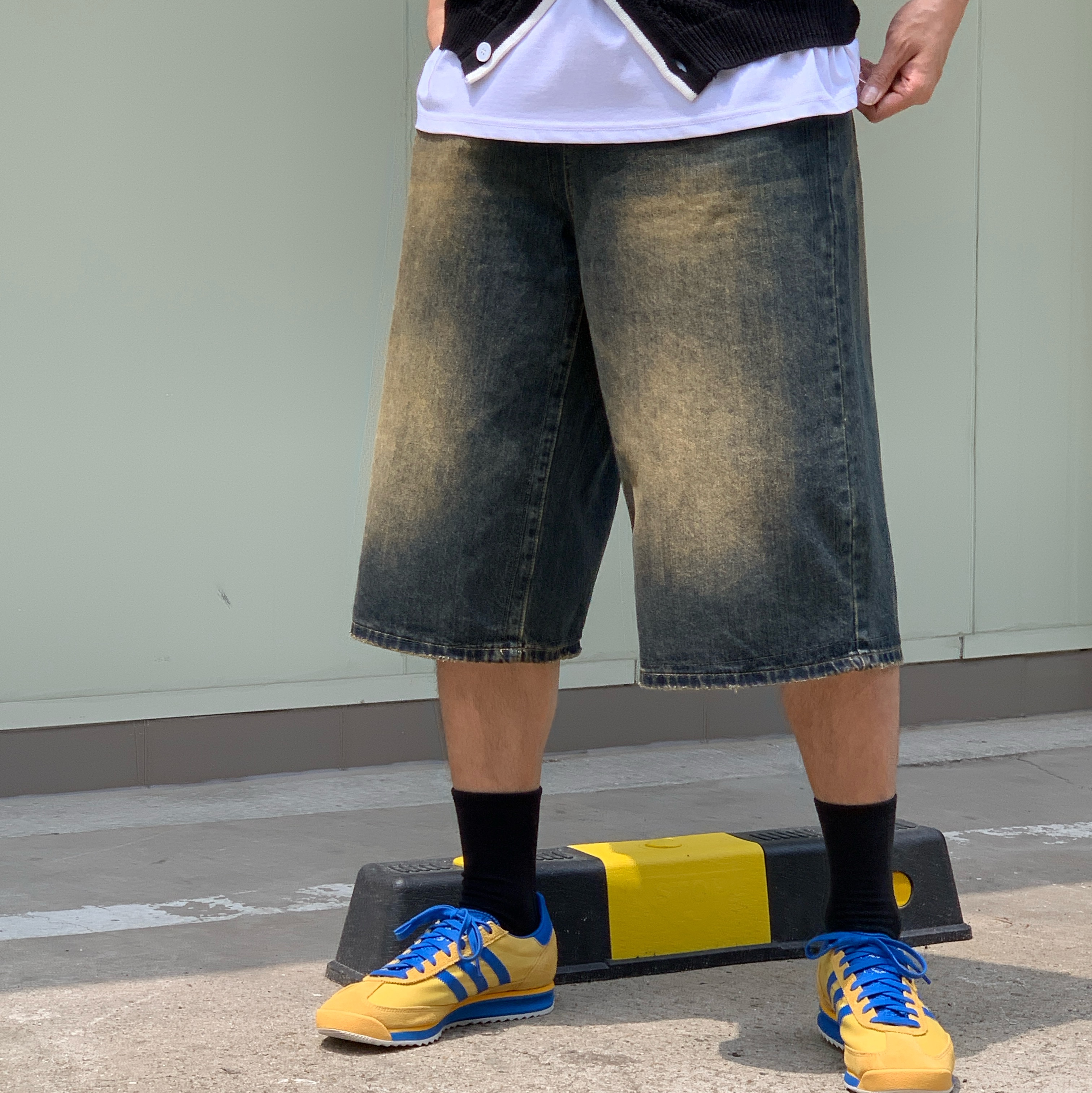 Adidas SL 72 RS Utility Yellow Bright Royal 착용 스타일 - 3