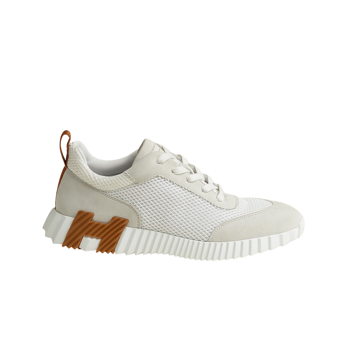 H232856ZH91 Hermes Bouncing Sneakers Graphic Mesh Suede Goatskin & Blanc