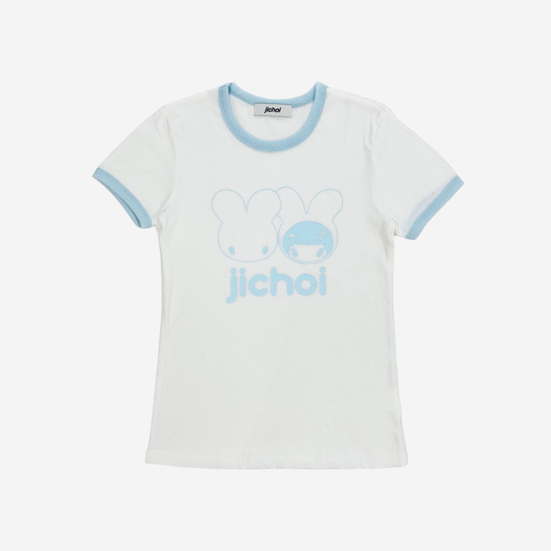 (W) Jichoi Fitted Logo T-Shirt White Sky Blue 상세 이미지 1